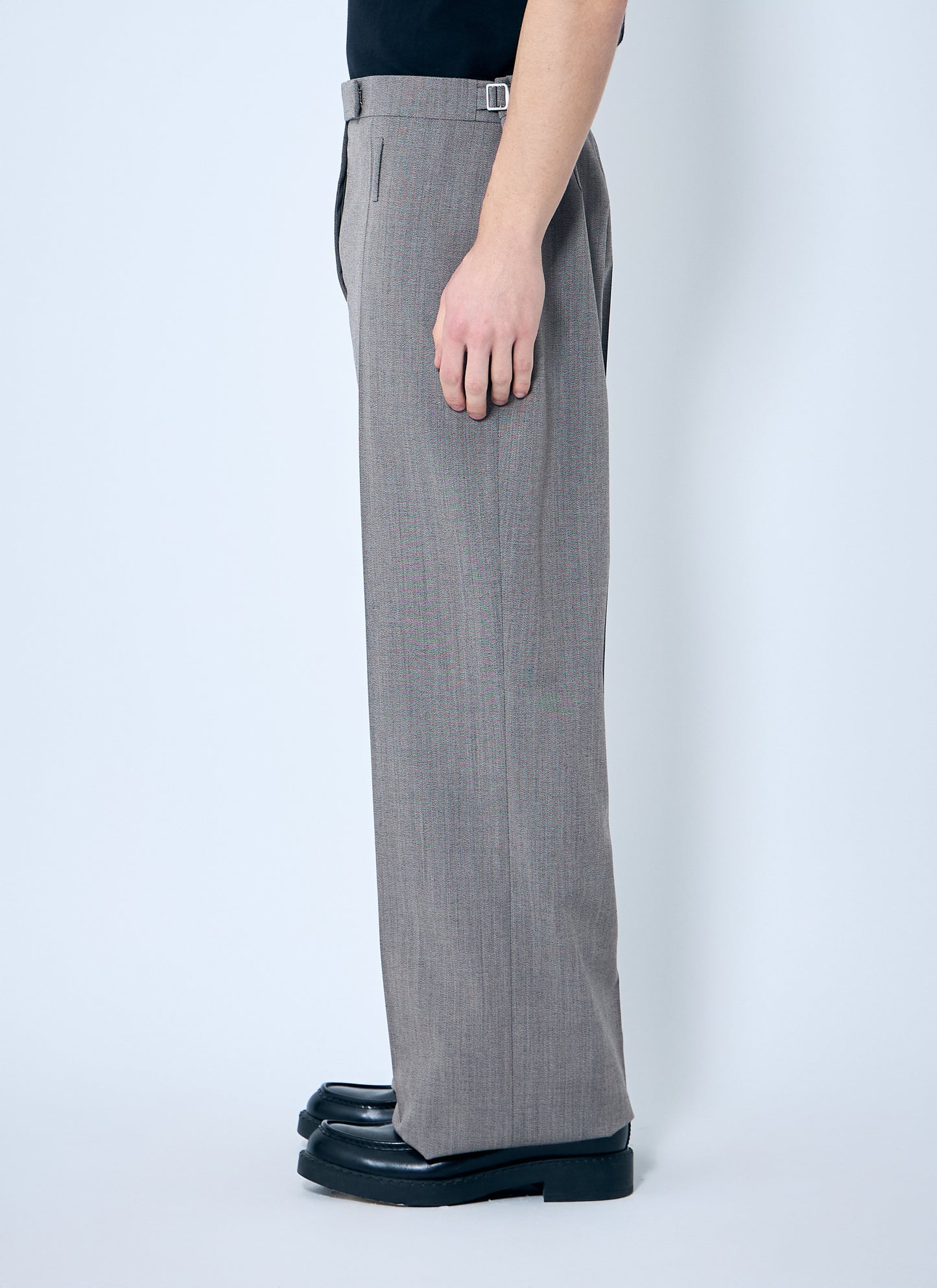 Prada Men Belted Tailored Wool-Blend Pants PRADA