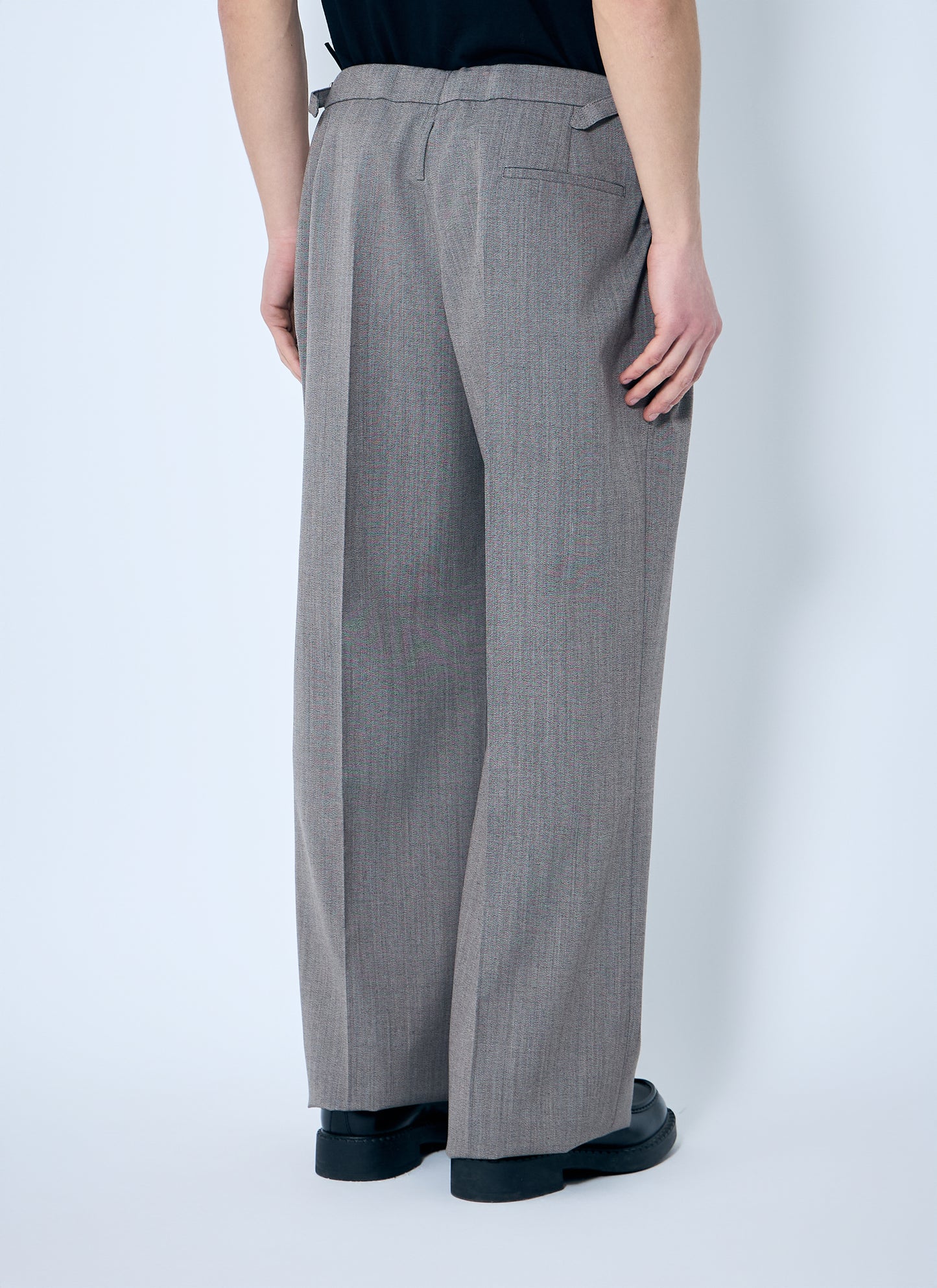 Prada Men Belted Tailored Wool-Blend Pants PRADA