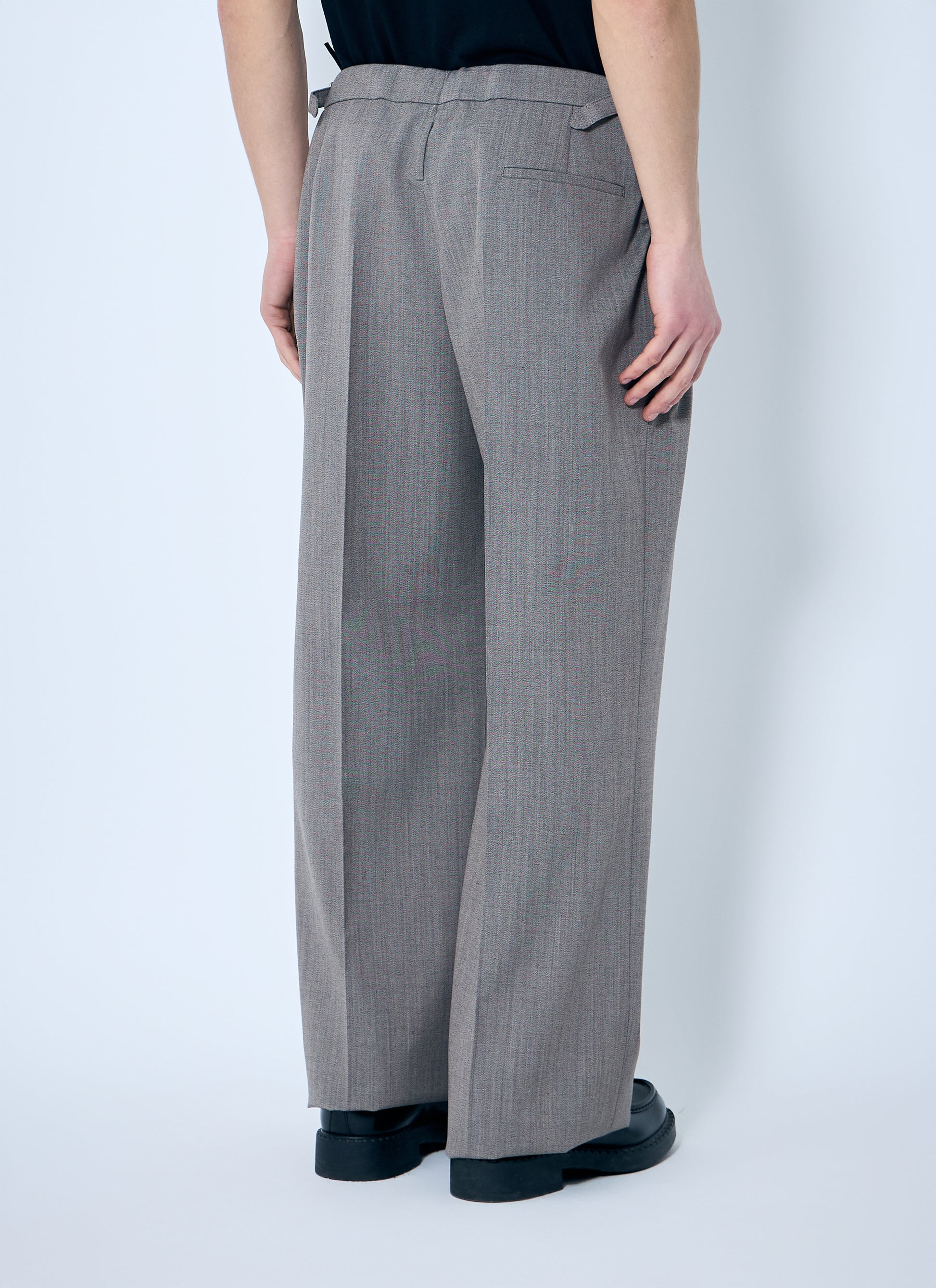 Prada Men Belted Tailored Wool-Blend Pants PRADA