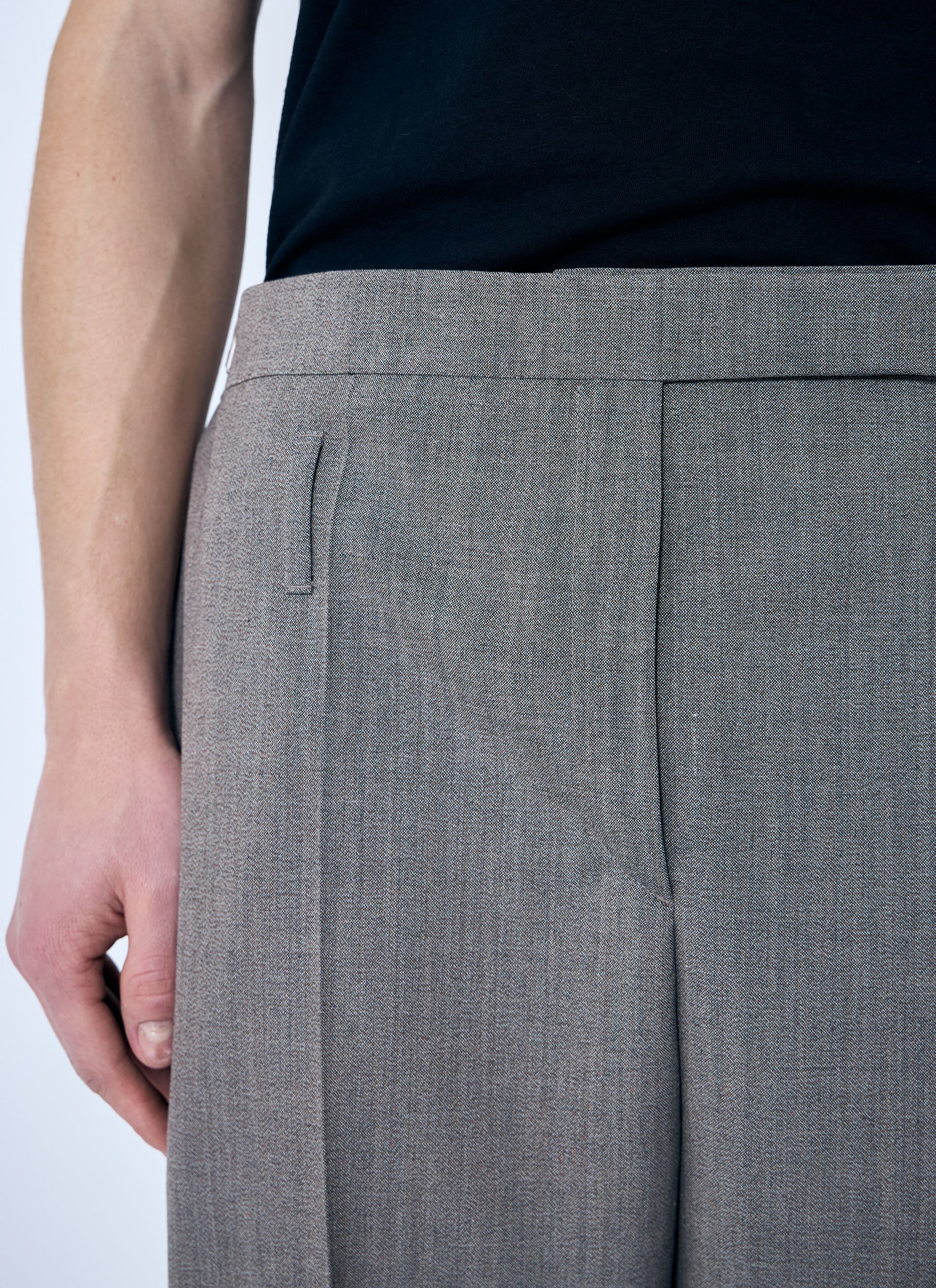 Prada Men Belted Tailored Wool-Blend Pants PRADA