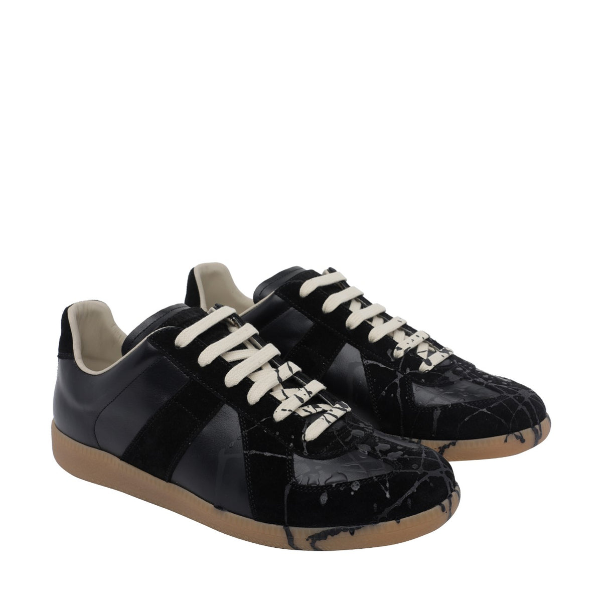 Maison Margiela Men Replica Sneakers With Black Paint MAISON MARGIELA