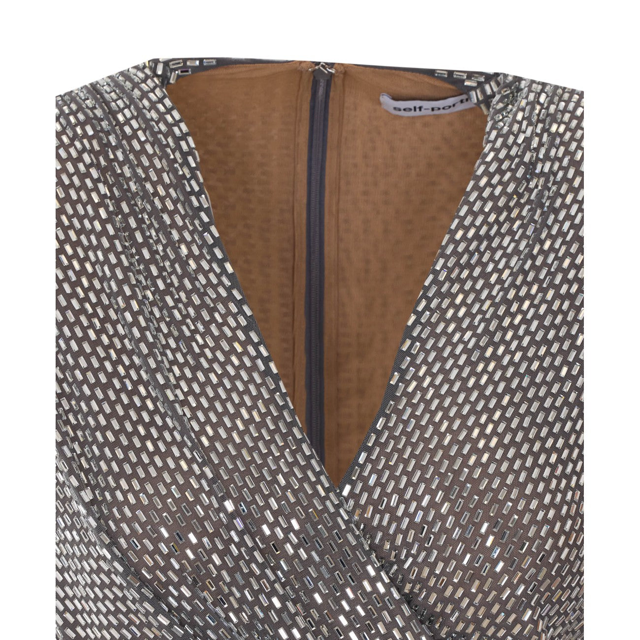 Self Portrait Women Rhinestone Mesh Long Sleeves Top SELF-PORTRAIT