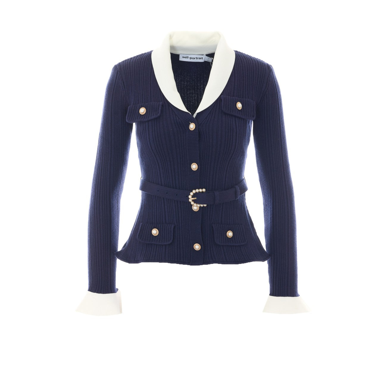 Self Portrait Women Ribbed Knit Cardigan SELF-PORTRAIT