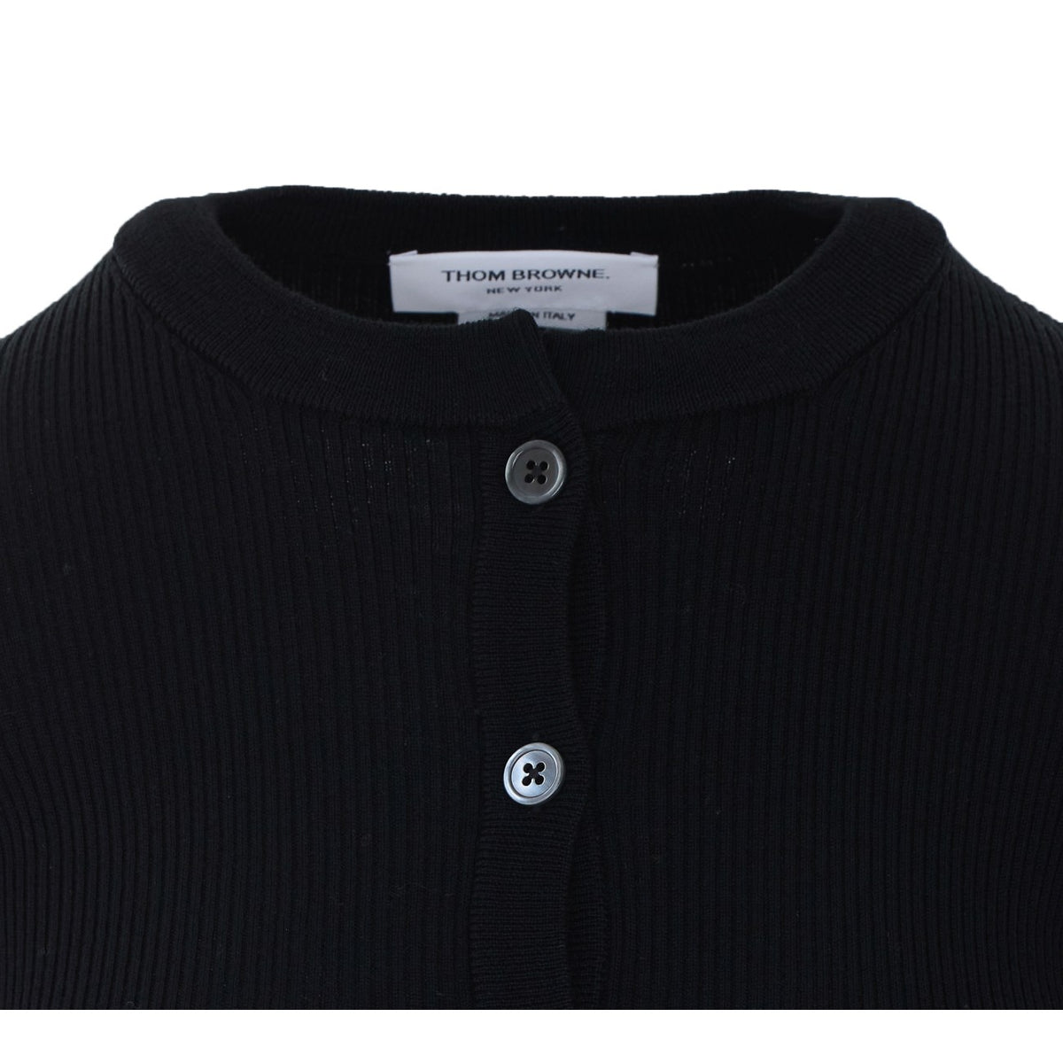 Thom Browne Women Ribbed Striped Logo Cardigan THOM BROWNE
