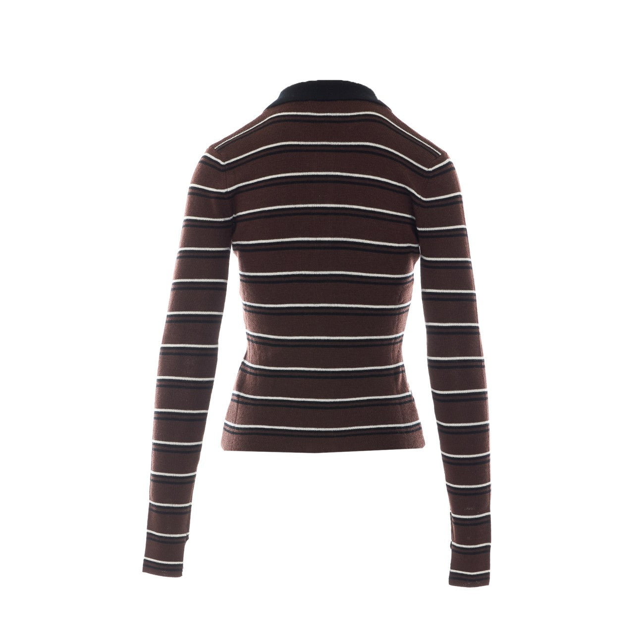 Ganni Women Ribbed Wool Long Sleeves Polo With Logo Buttons GANNI
