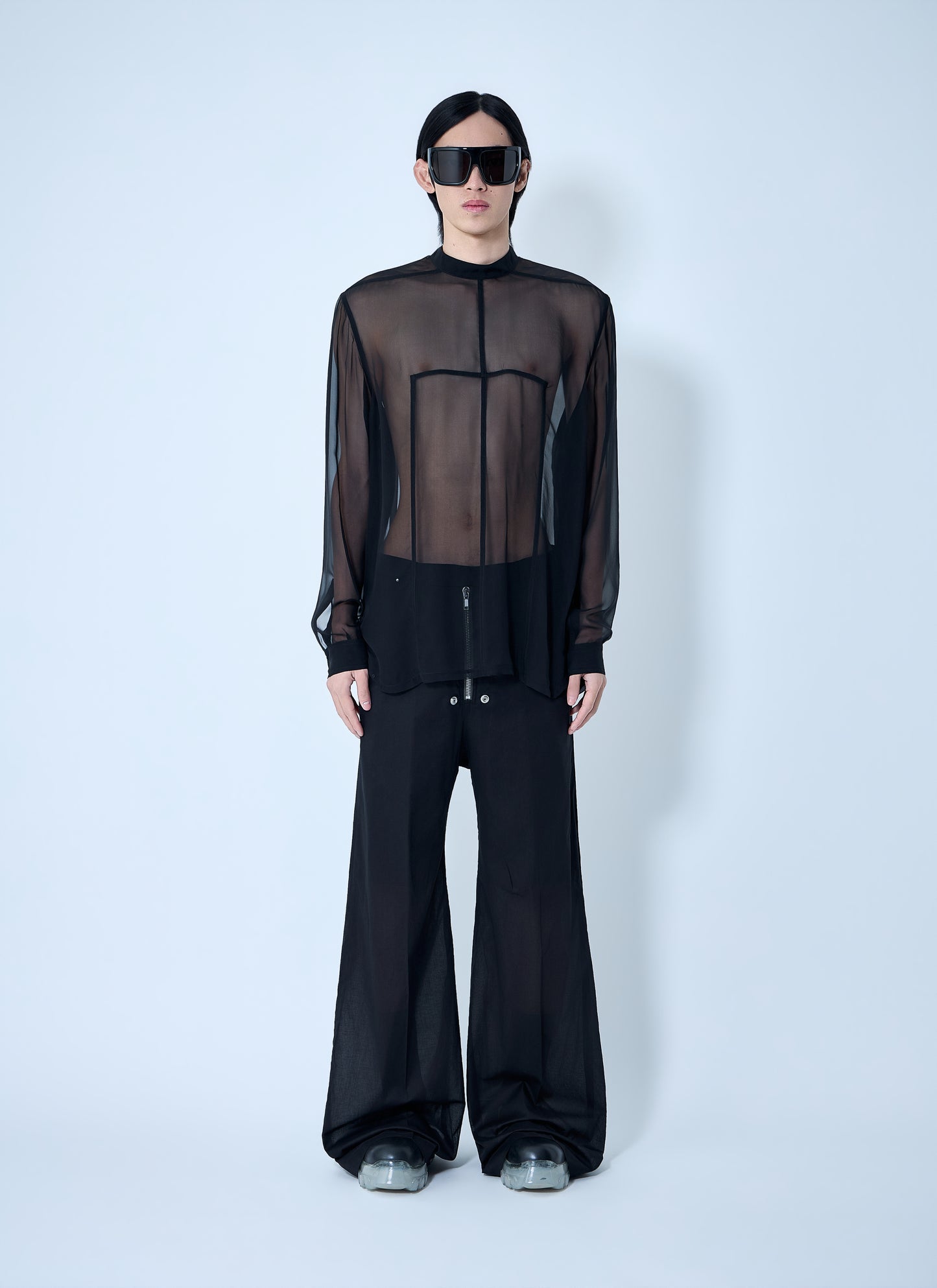 Rick Owens Men Sheer Panel Shirt RICK OWENS