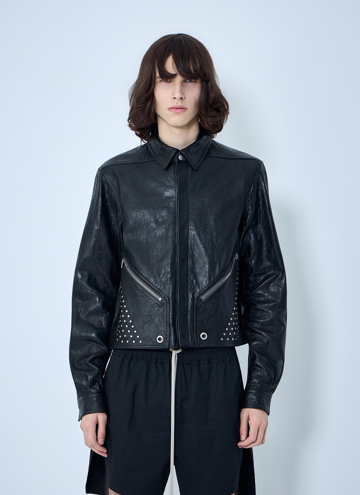 Rick Owens Men Studded Leather Jacket RICK OWENS