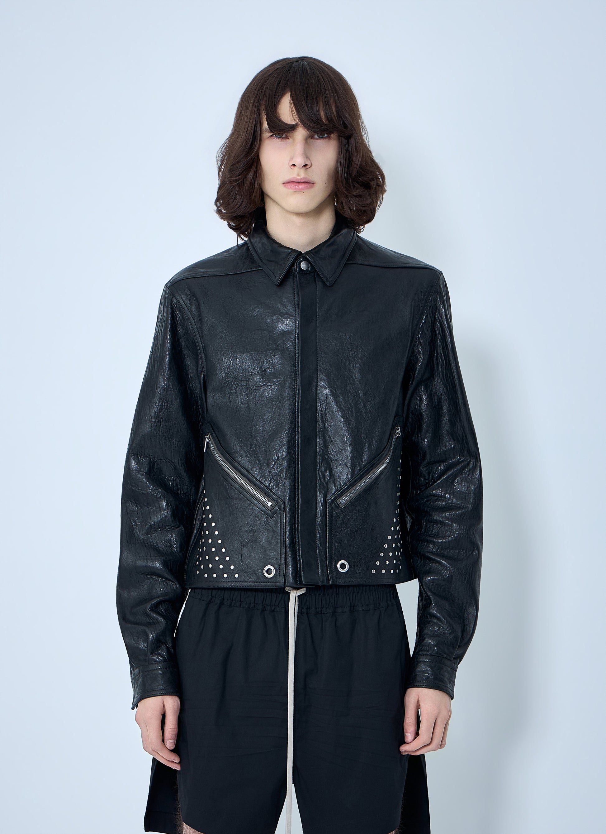 Rick Owens Men Studded Leather Jacket RICK OWENS