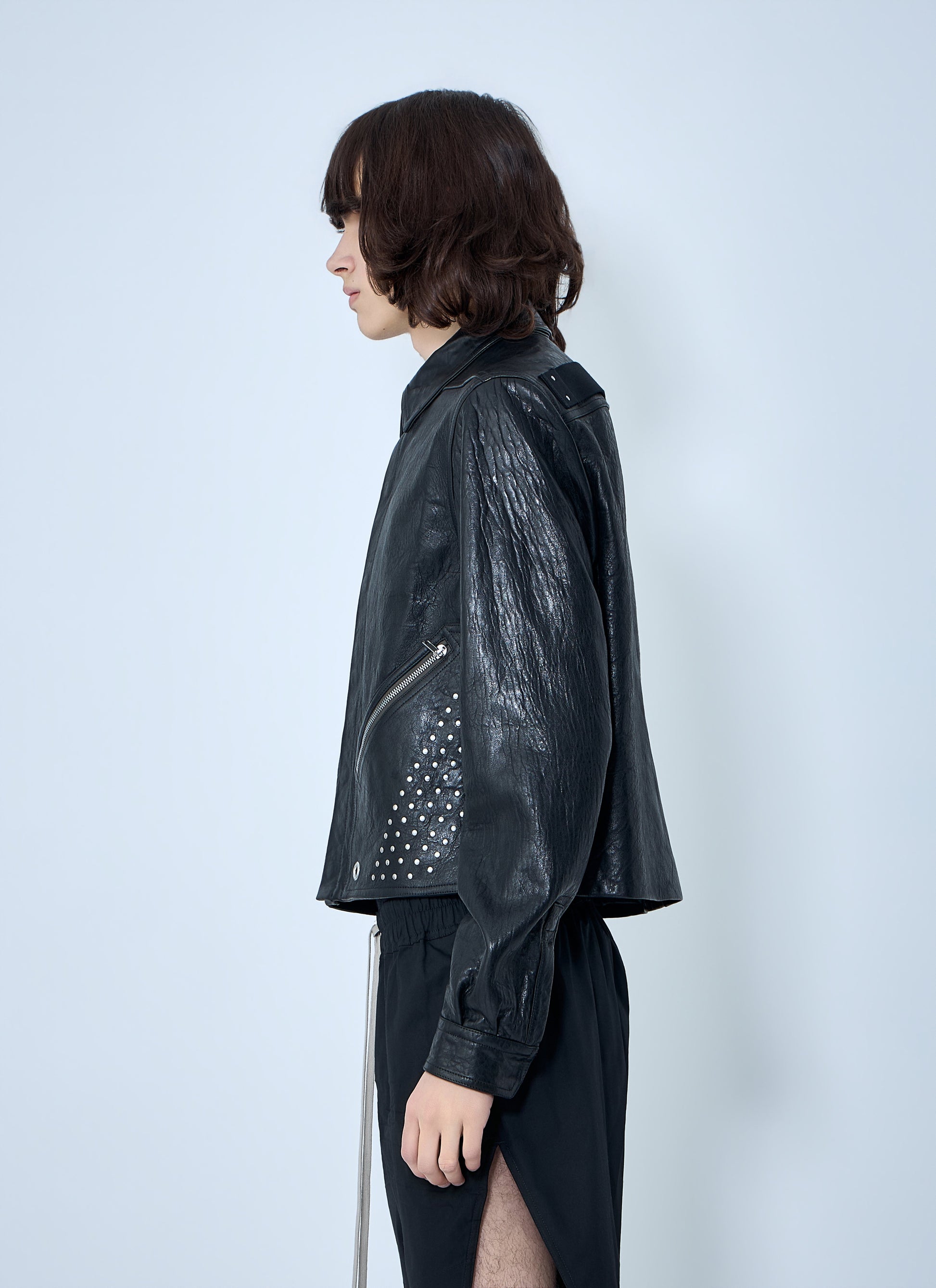Rick Owens Men Studded Leather Jacket RICK OWENS