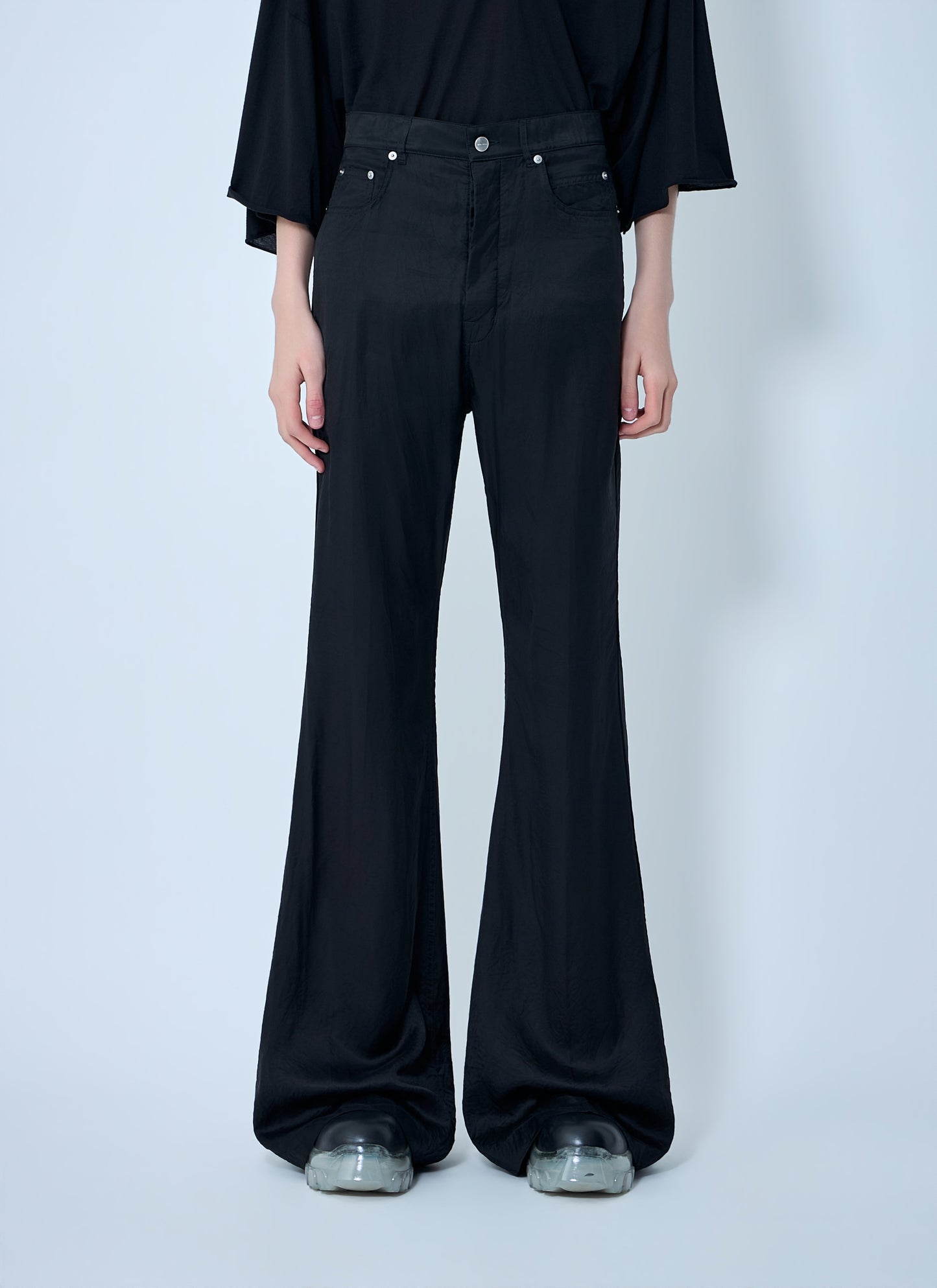 Rick Owens Men Flared Trousers In Smooth Weave RICK OWENS