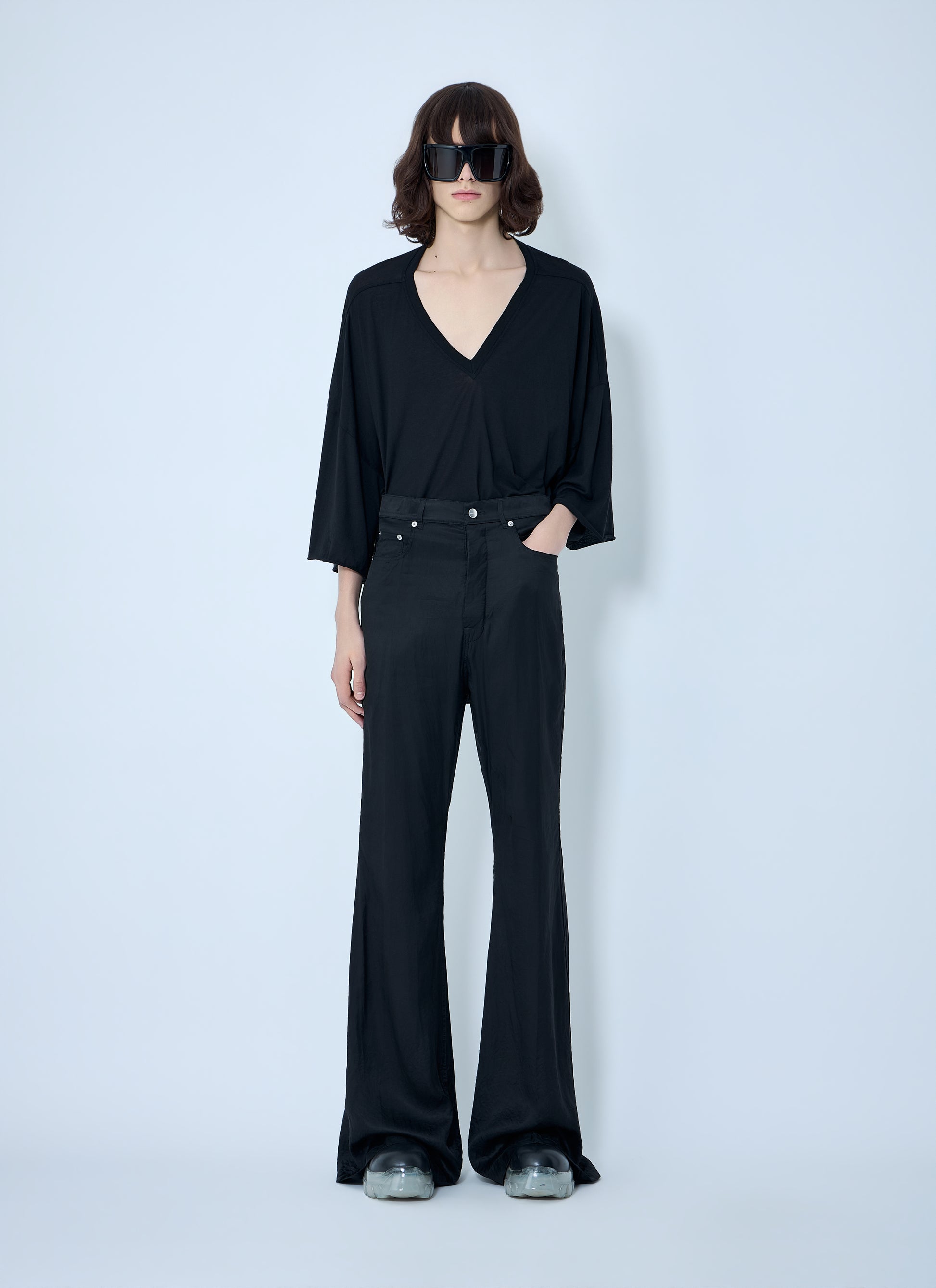 Rick Owens Men Flared Trousers In Smooth Weave RICK OWENS