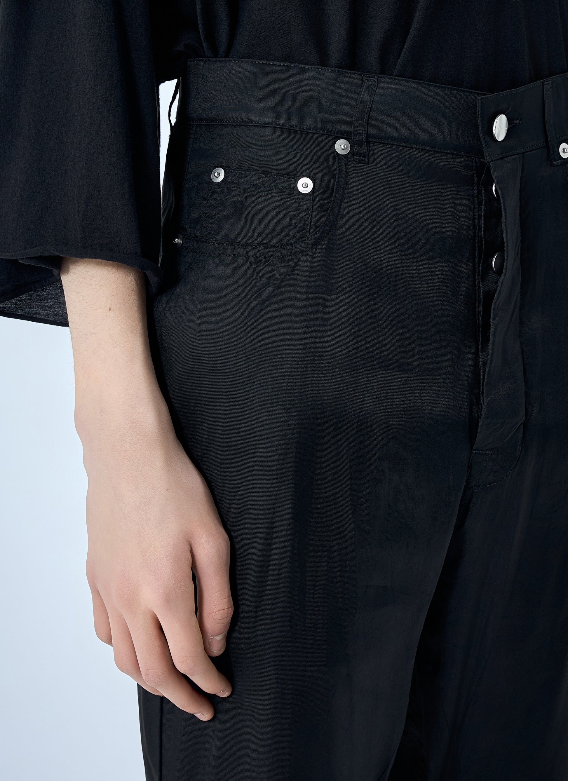 Rick Owens Men Flared Trousers In Smooth Weave RICK OWENS