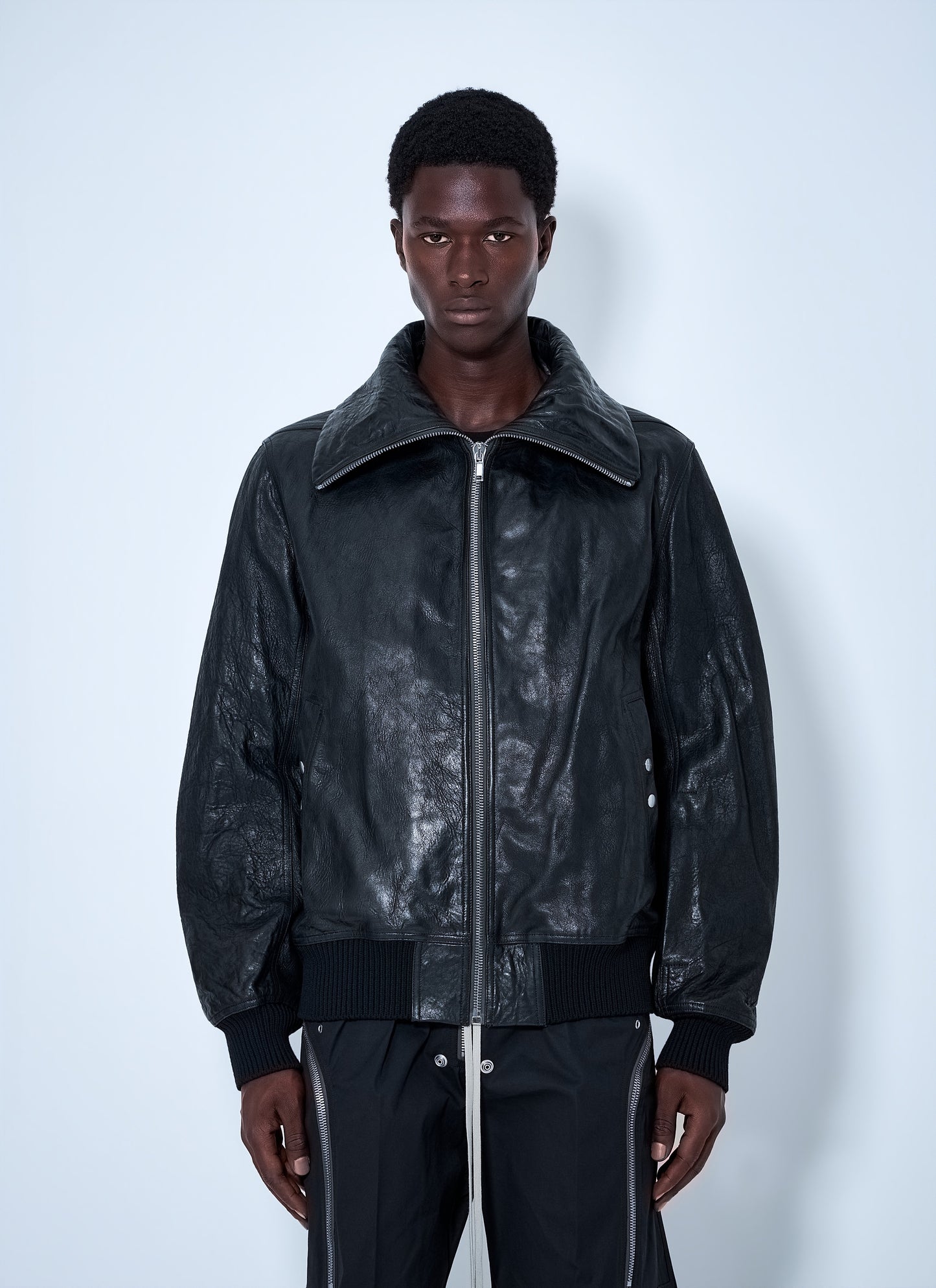 Rick Owens Men Dracuflight Hammered Leather Jacket RICK OWENS