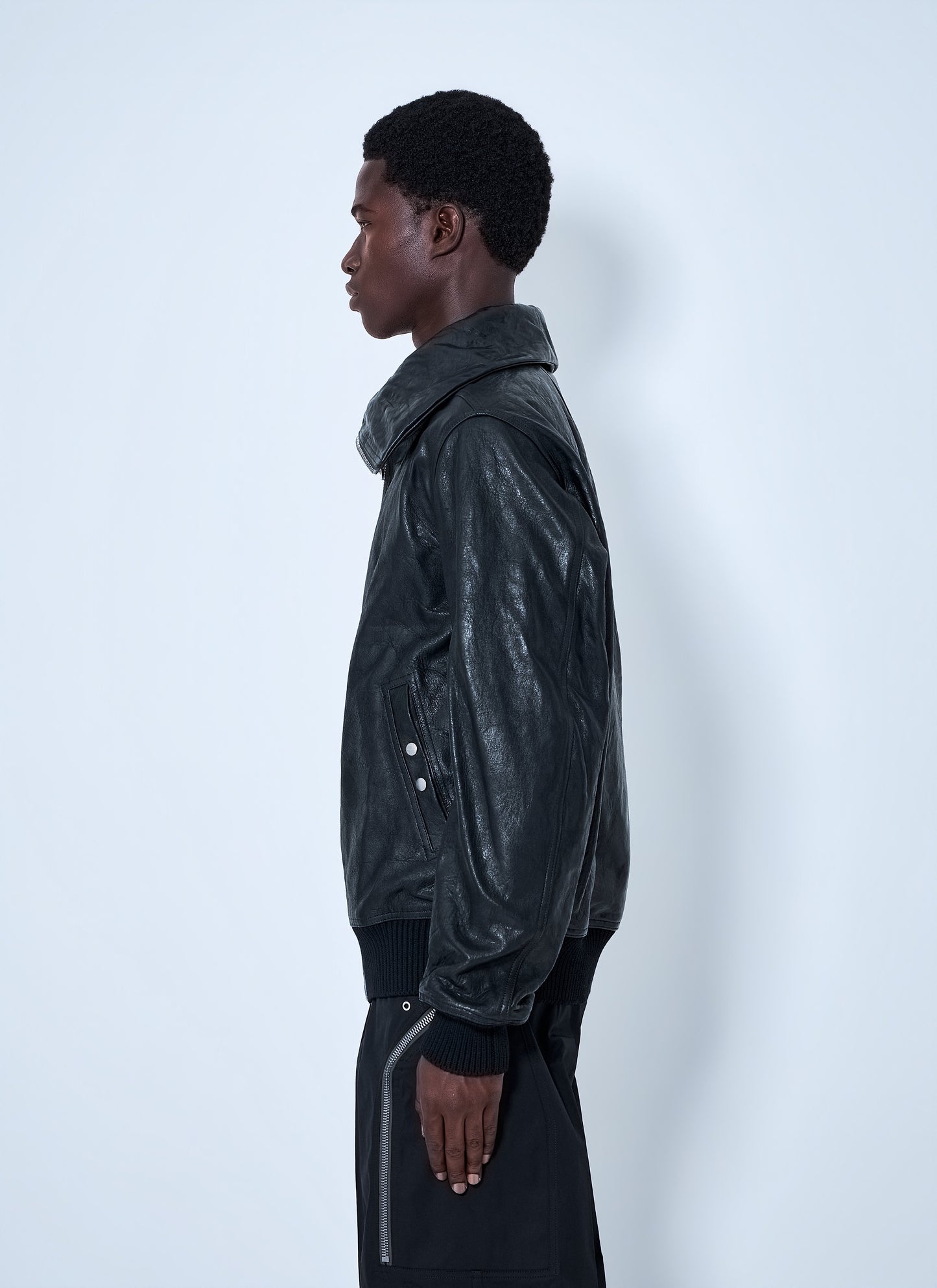 Rick Owens Men Dracuflight Hammered Leather Jacket RICK OWENS