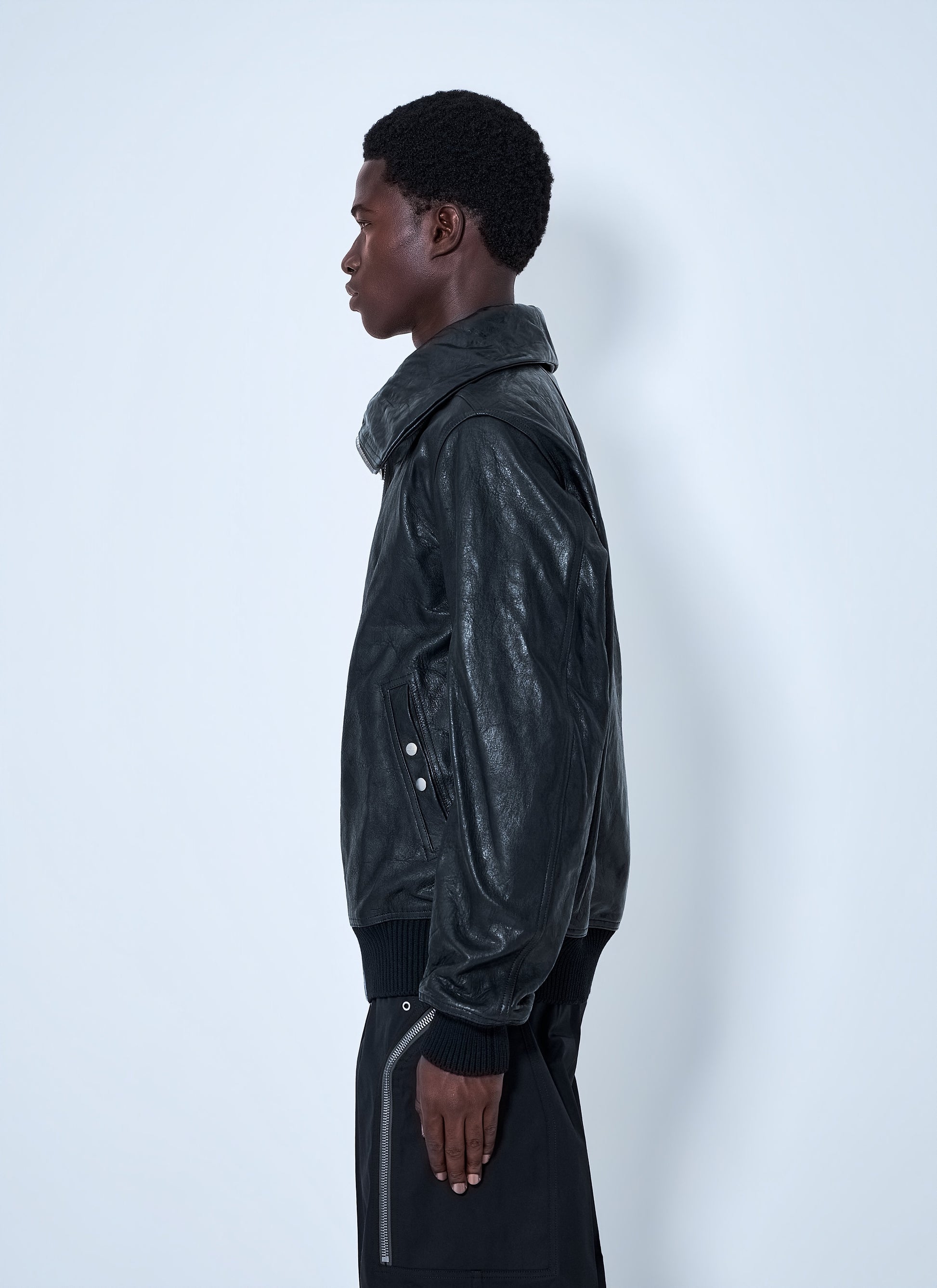 Rick Owens Men Dracuflight Hammered Leather Jacket RICK OWENS