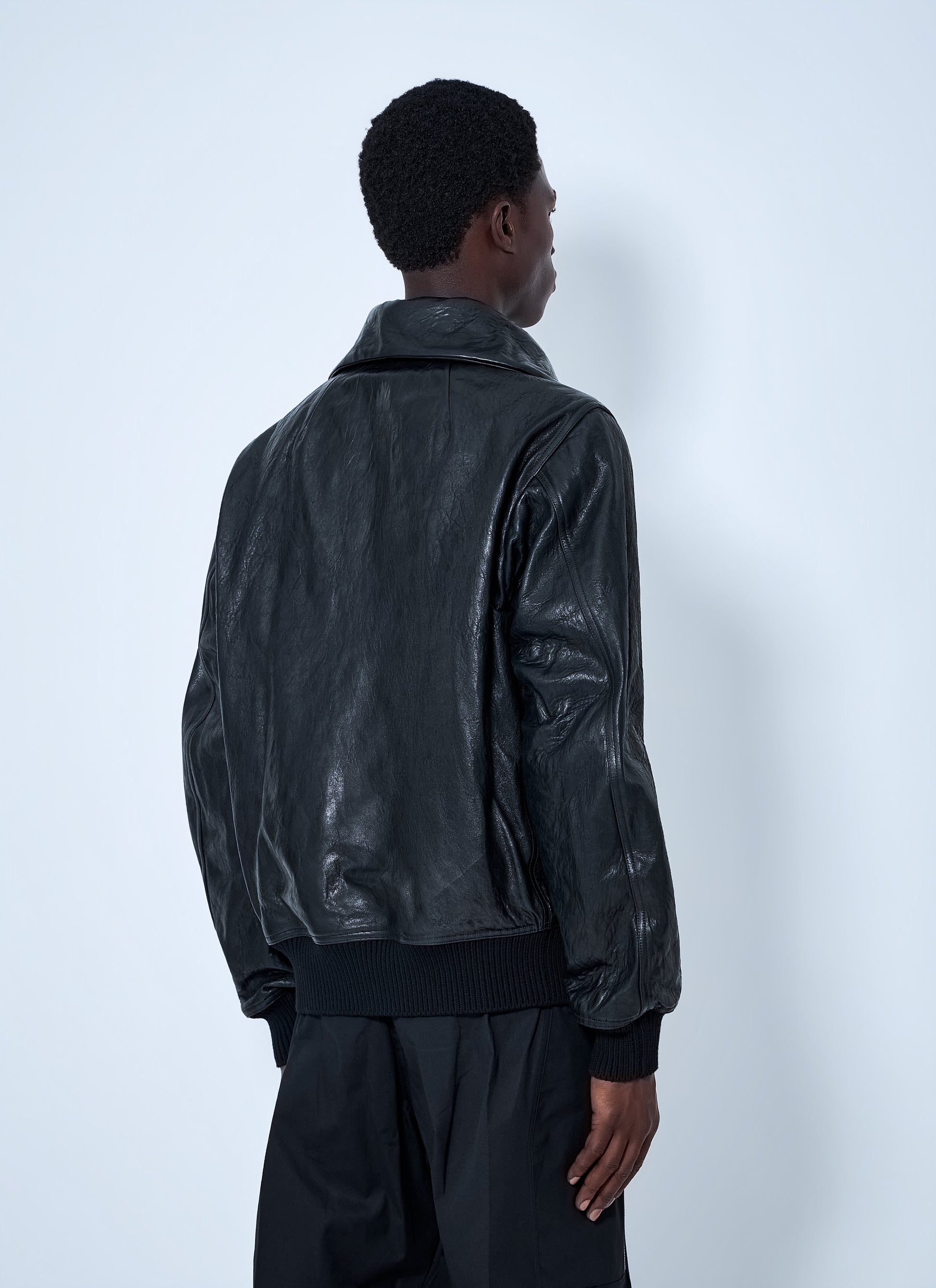 Rick Owens Men Dracuflight Hammered Leather Jacket RICK OWENS