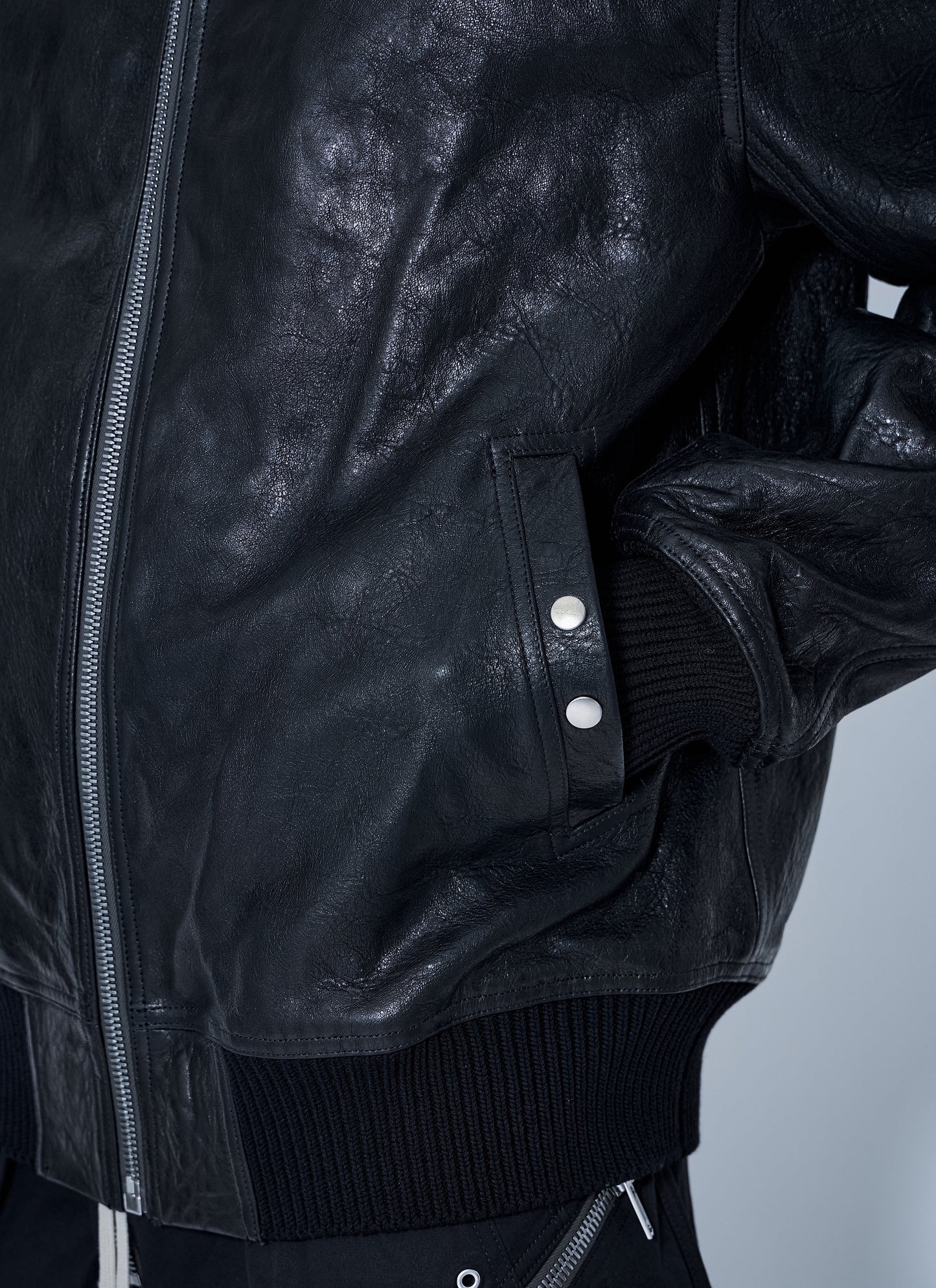 Rick Owens Men Dracuflight Hammered Leather Jacket RICK OWENS