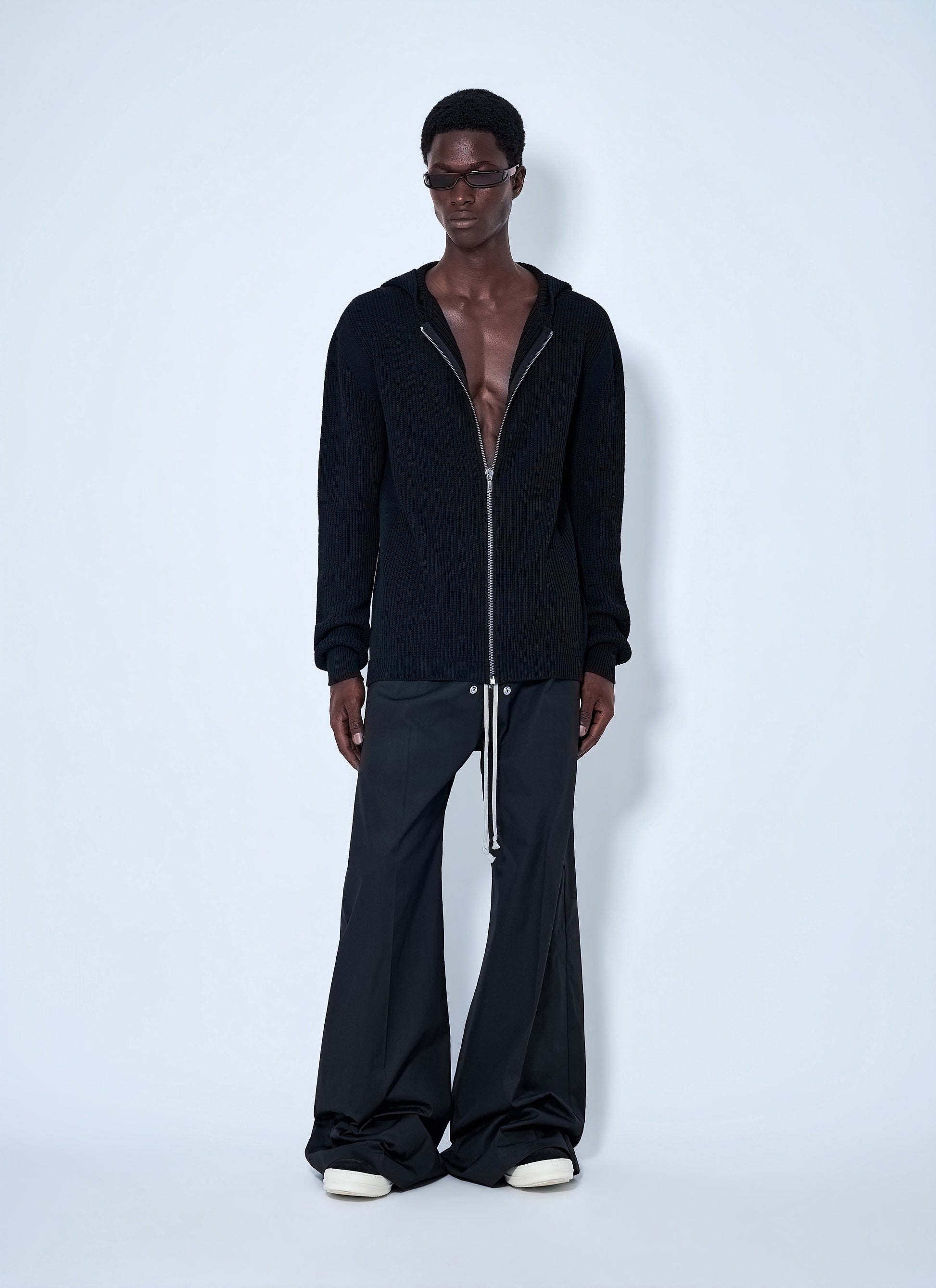 Rick Owens Men Ribbed Knit Zip Hoodie RICK OWENS