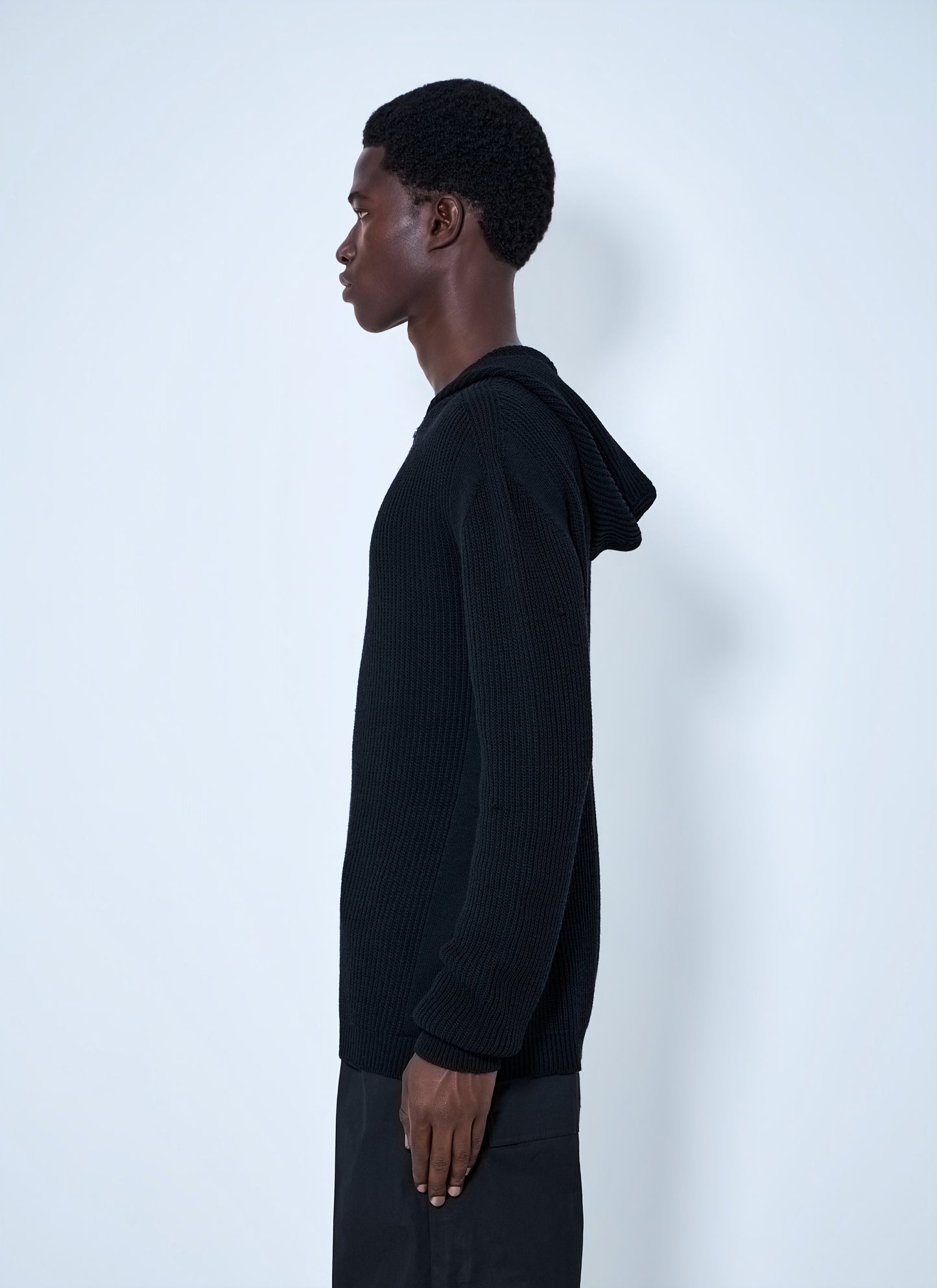 Rick Owens Men Ribbed Knit Zip Hoodie RICK OWENS