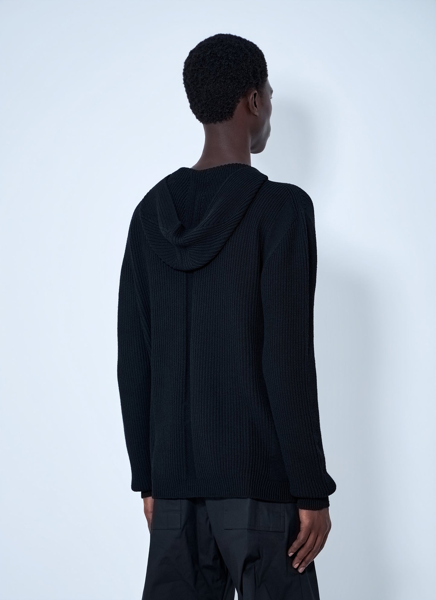 Rick Owens Men Ribbed Knit Zip Hoodie RICK OWENS