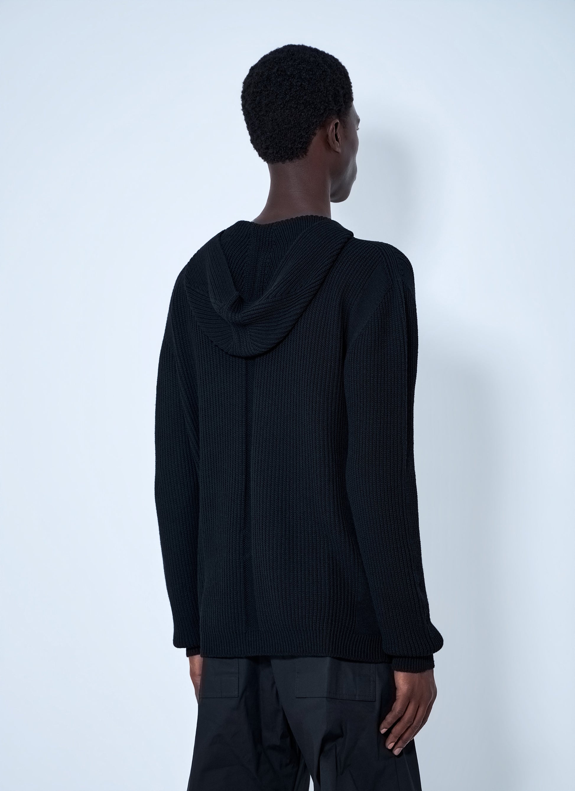 Rick Owens Men Ribbed Knit Zip Hoodie RICK OWENS