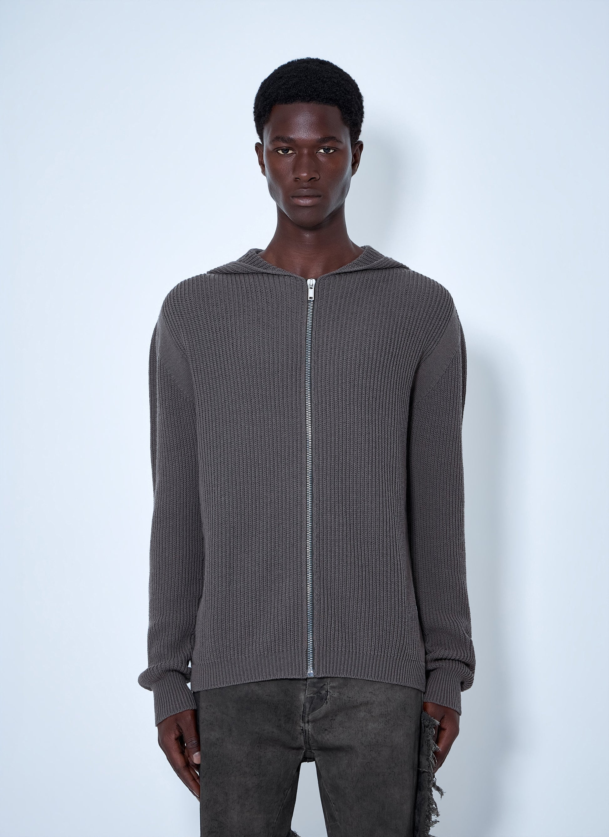 Rick Owens Men Wool Zipped Hoodie RICK OWENS