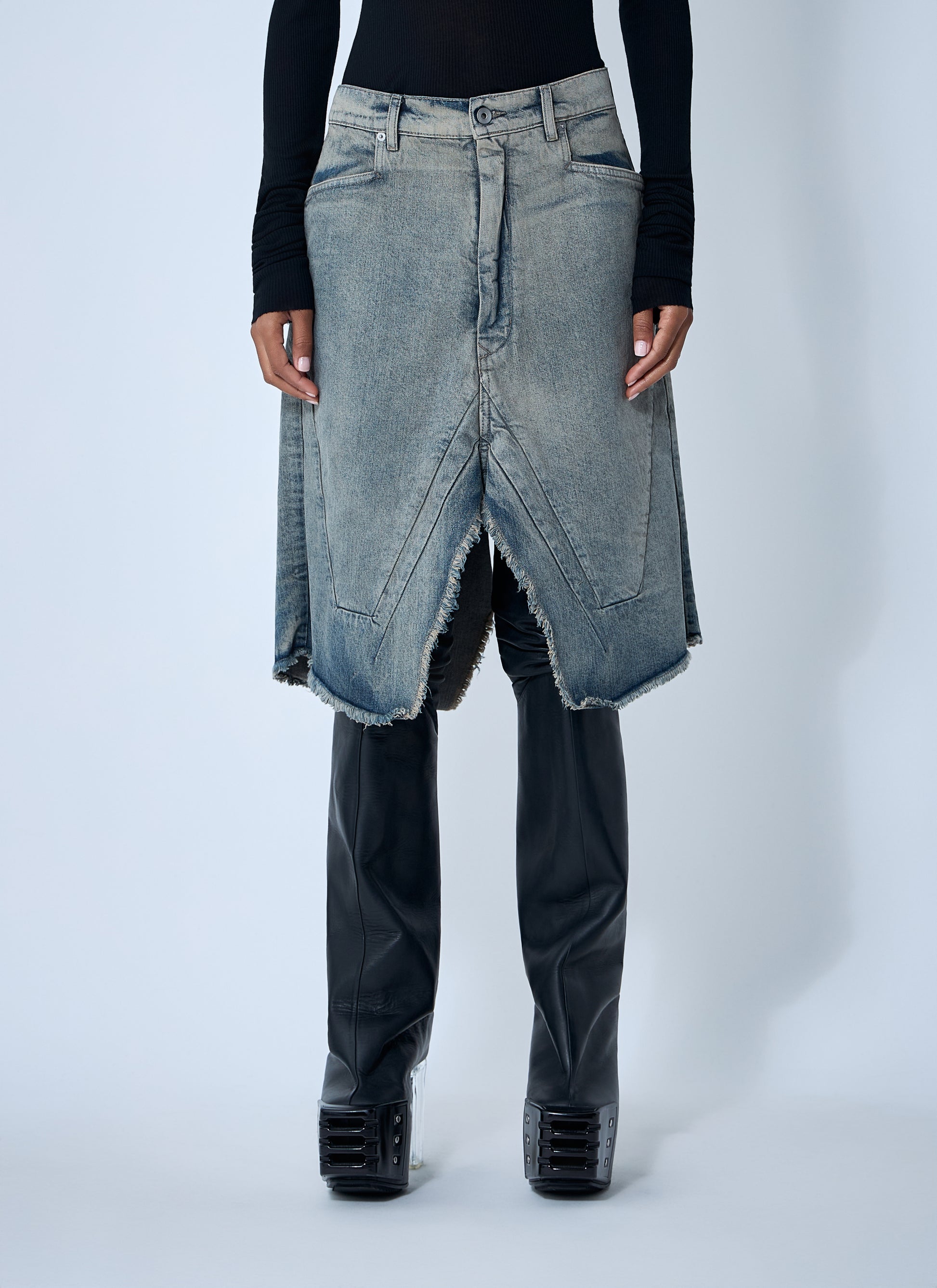 Rick Owens Women Slivered Denim Skirt RICK OWENS