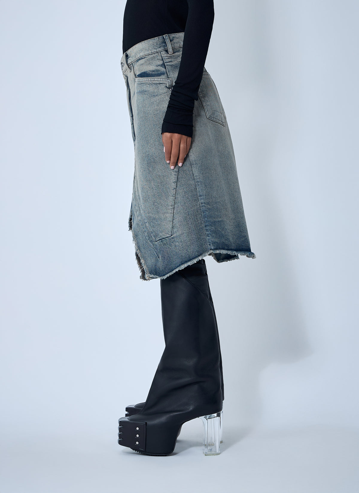 Rick Owens Women Slivered Denim Skirt RICK OWENS