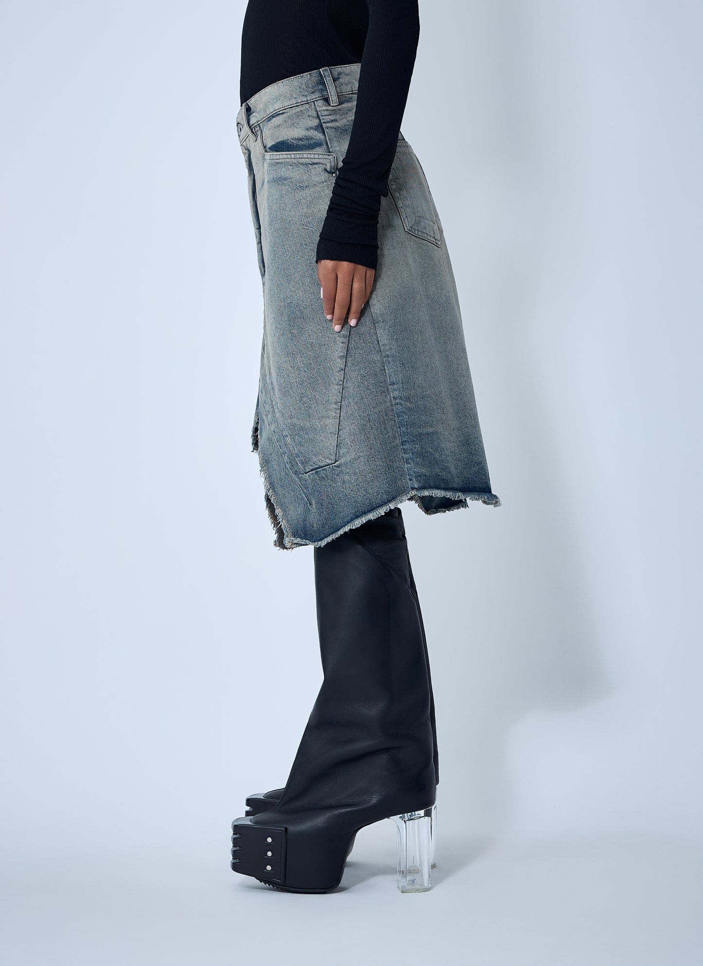 Rick Owens Women Slivered Denim Skirt RICK OWENS