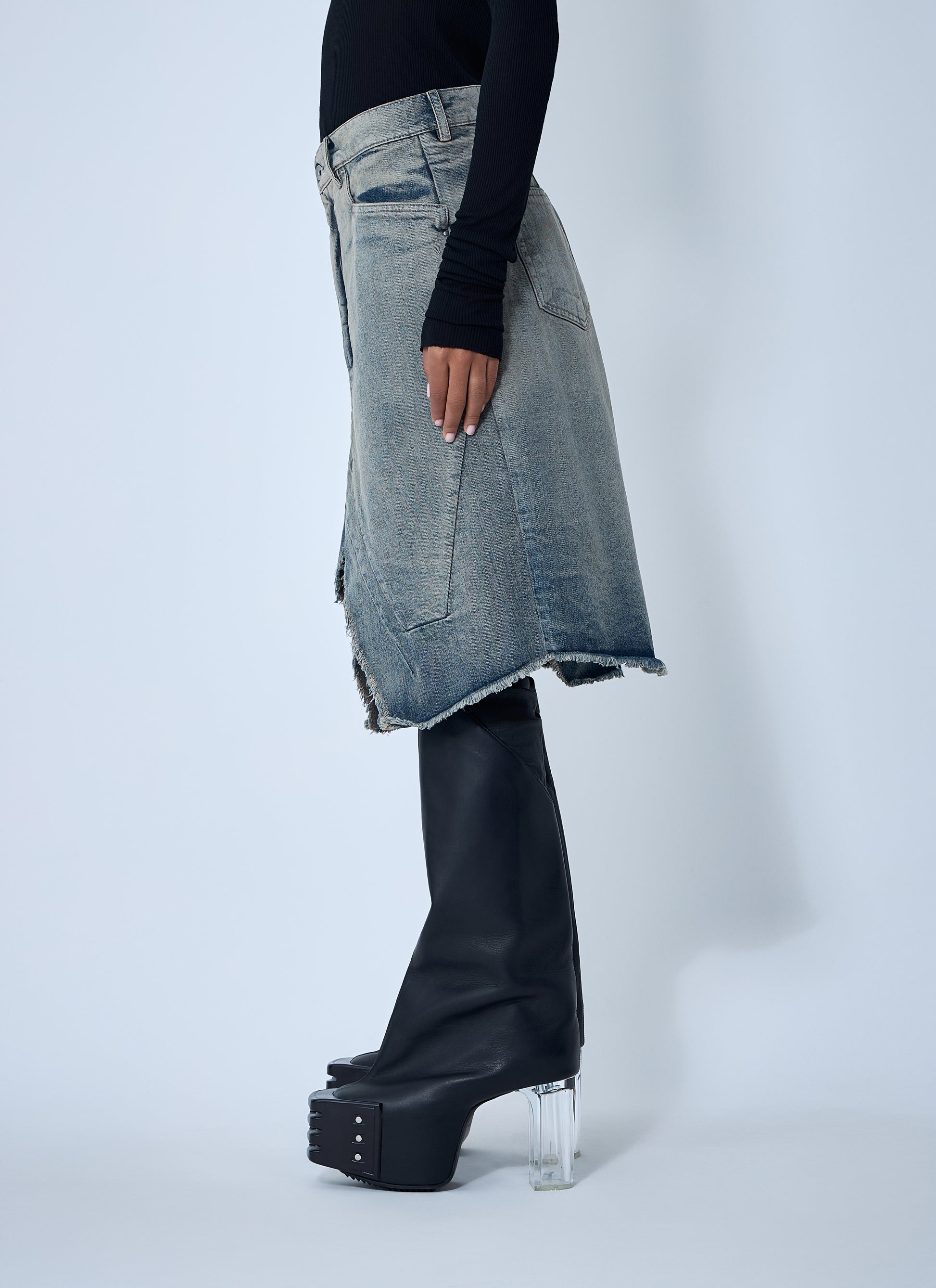 Rick Owens Women Slivered Denim Skirt RICK OWENS