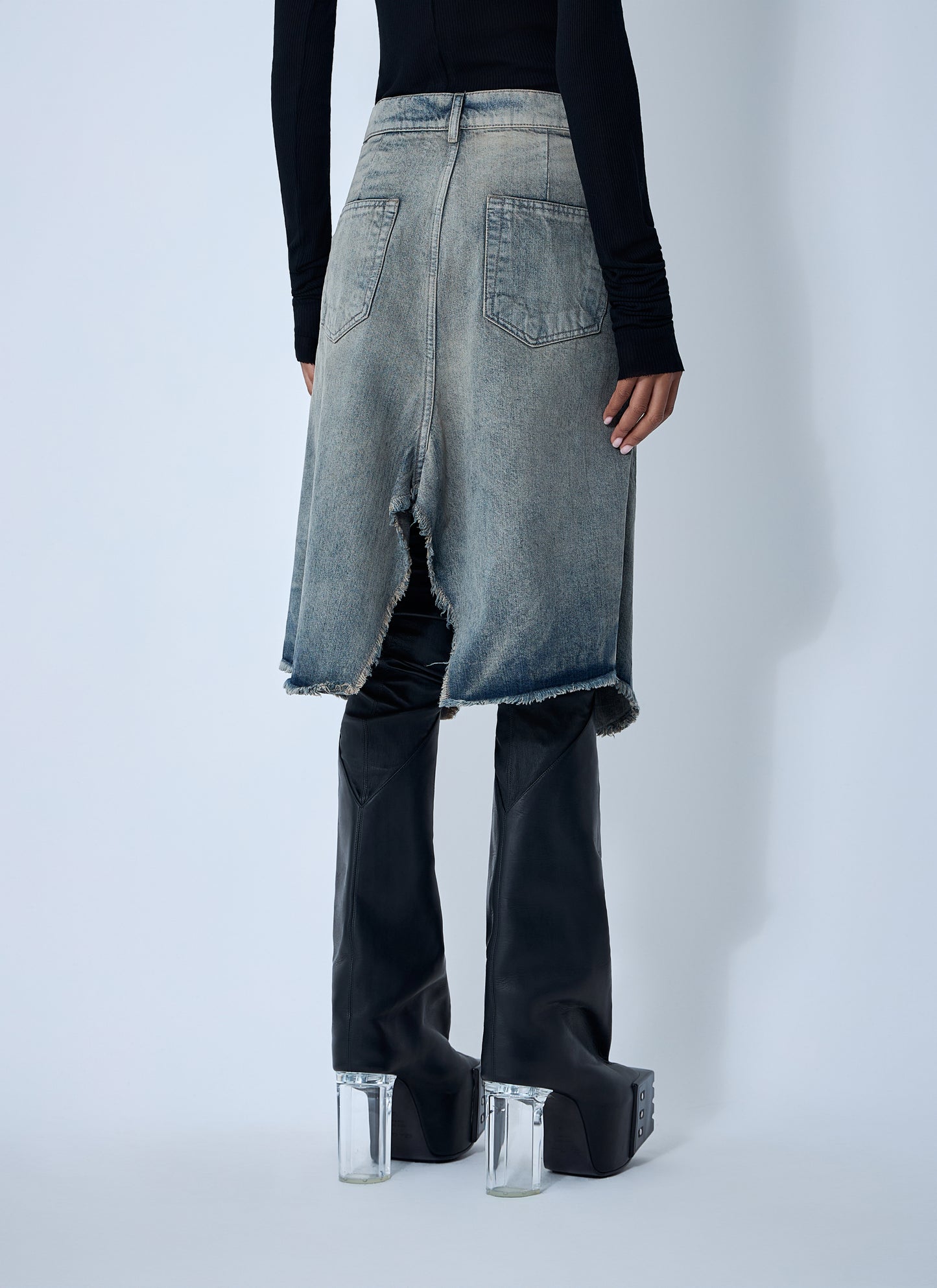 Rick Owens Women Slivered Denim Skirt RICK OWENS