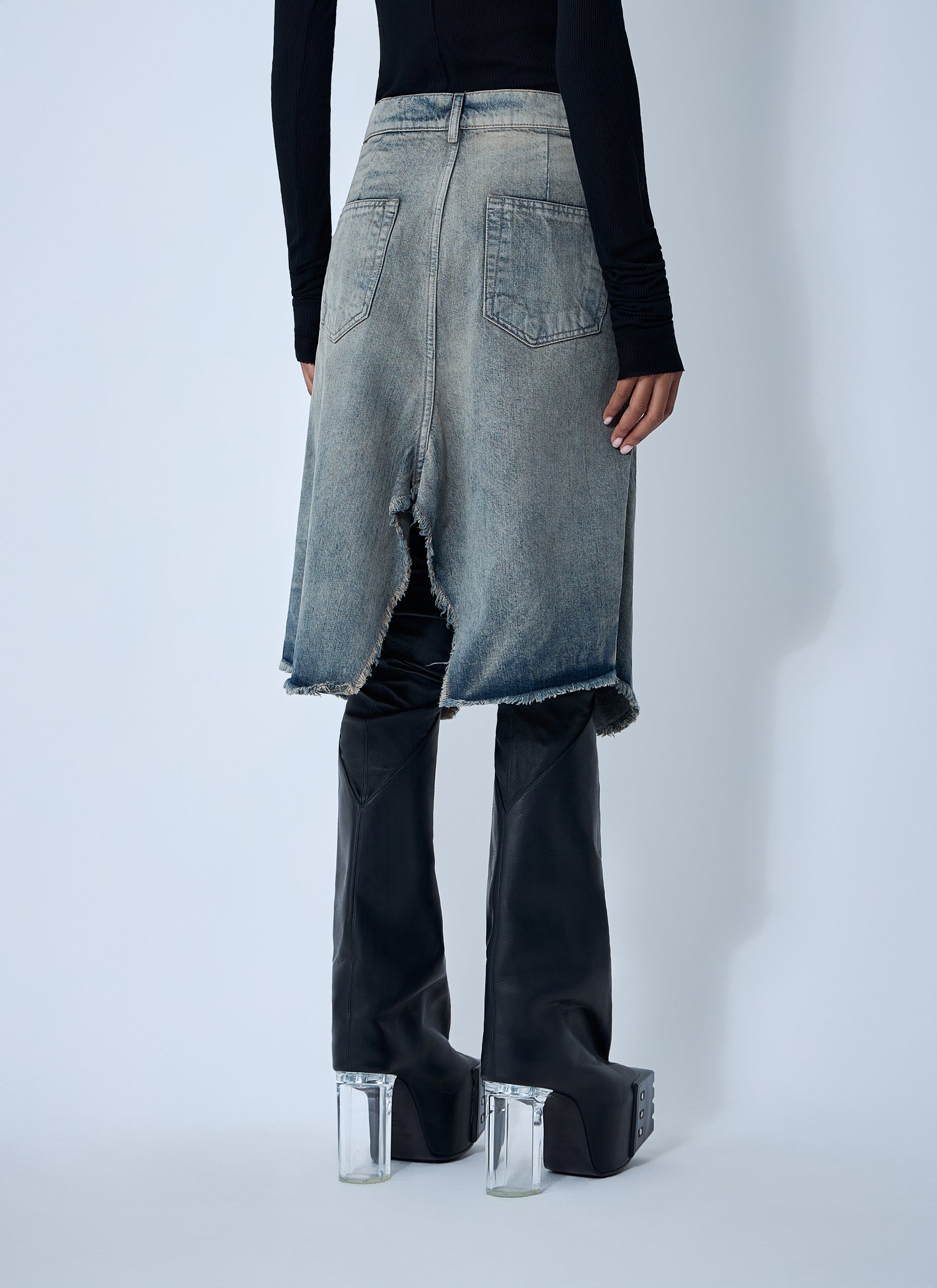 Rick Owens Women Slivered Denim Skirt RICK OWENS