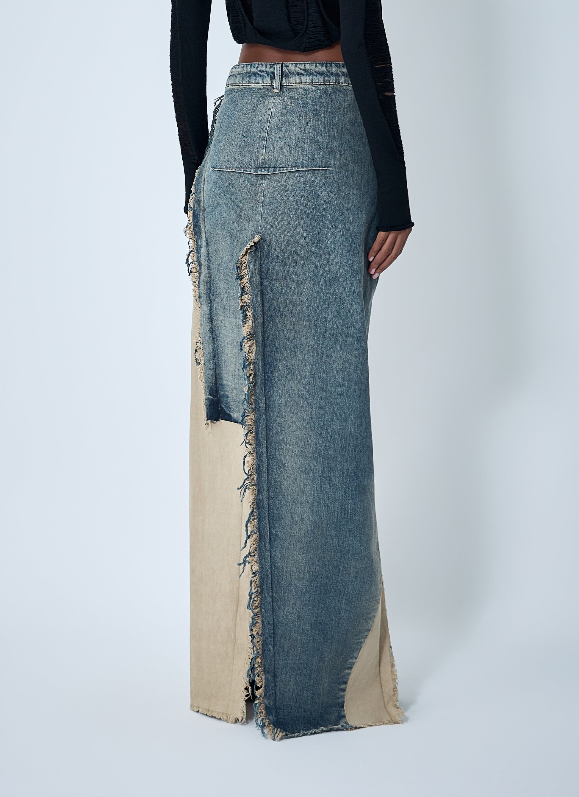 Rick Owens Women Denim Distressed Maxi Skirt RICK OWENS