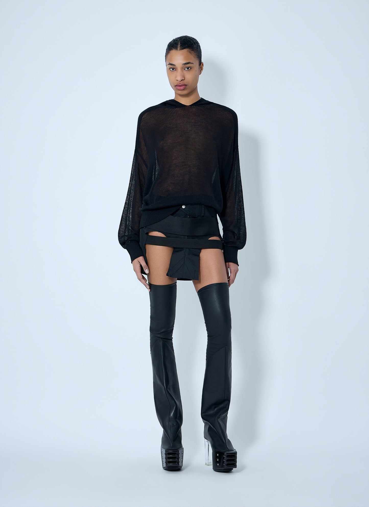 Rick Owens Women Layered Thigh-High Boot Ensemble RICK OWENS