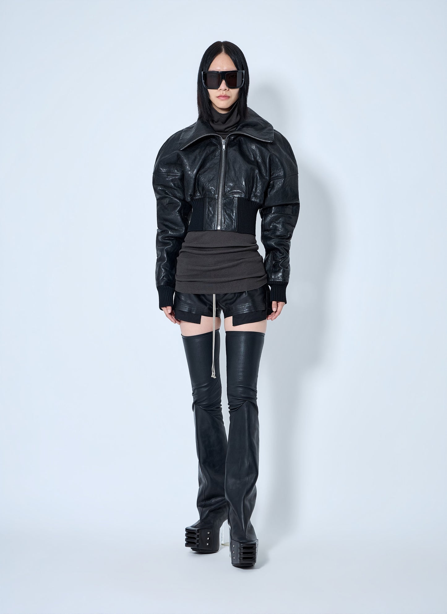 Rick Owens Women Dracuflight Textured-Leather Jacket