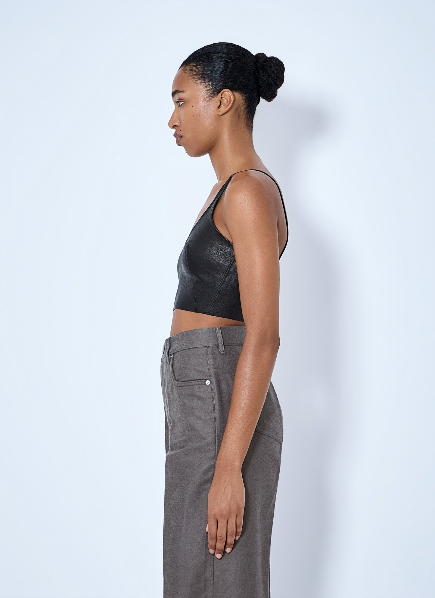 Rick Owens Women V-Neck Leather Crop Top RICK OWENS