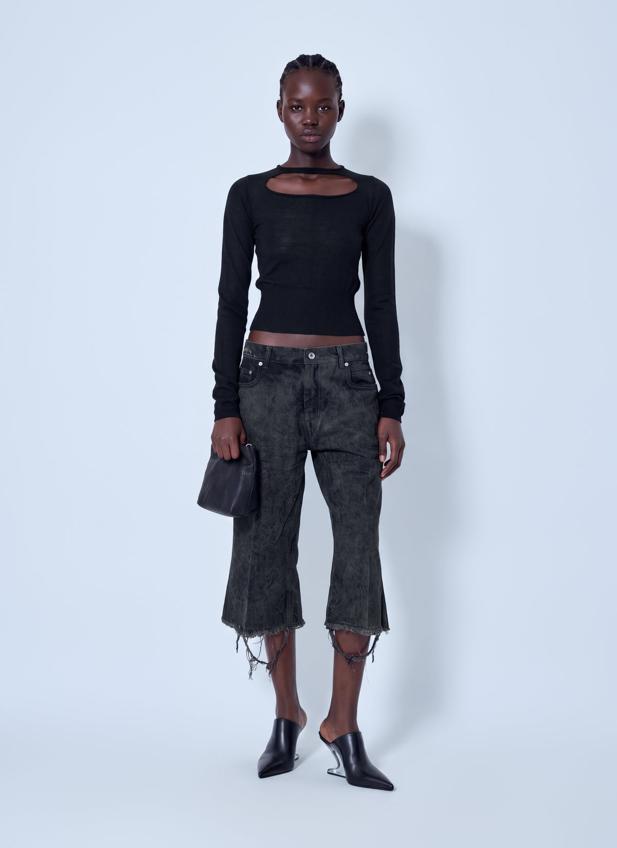Rick Owens Women Slashed Cropped Pull Top RICK OWENS