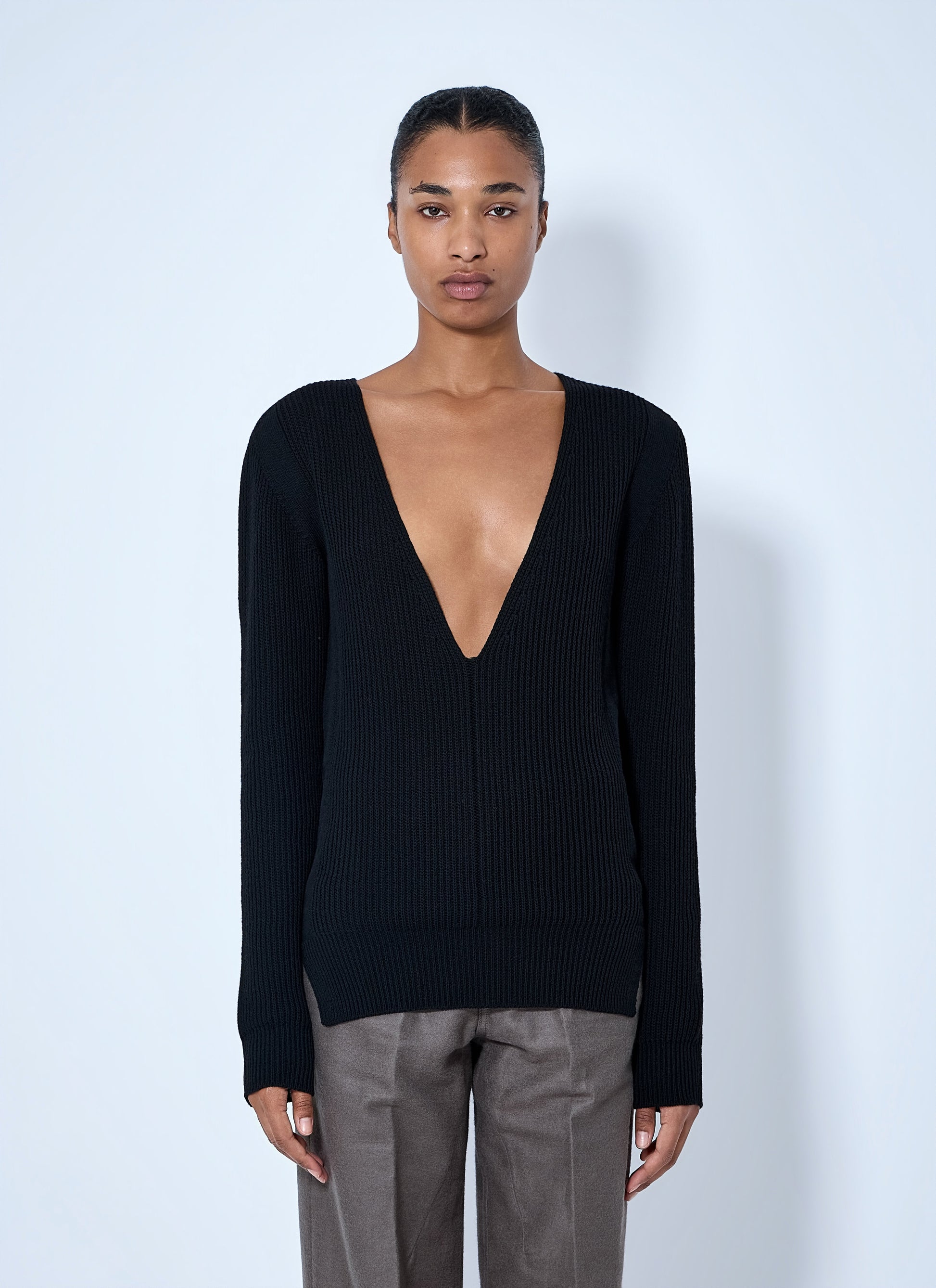 Rick Owens Women Deep V-Neck Ribbed Sweater RICK OWENS