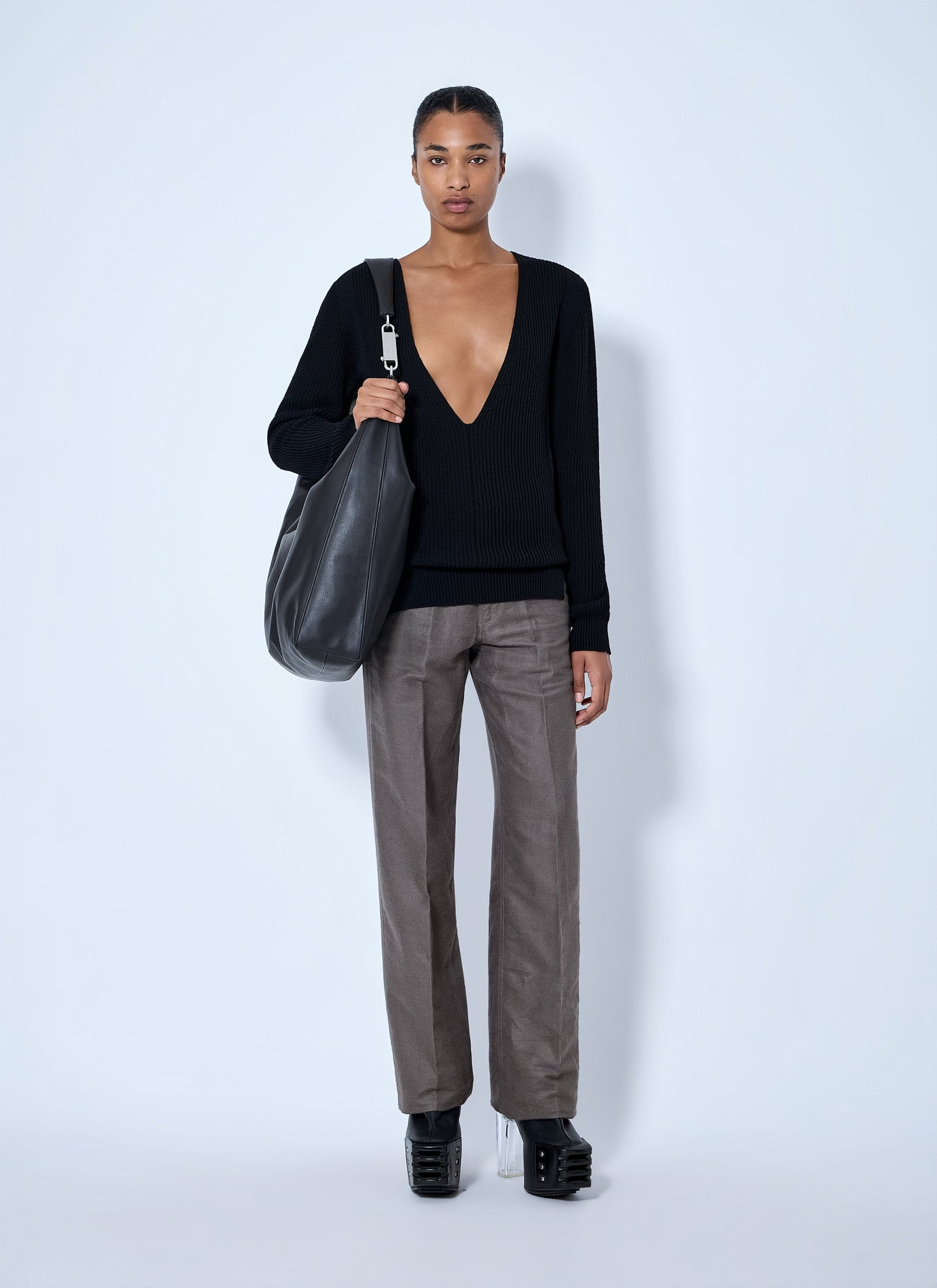 Rick Owens Women Deep V-Neck Ribbed Sweater RICK OWENS