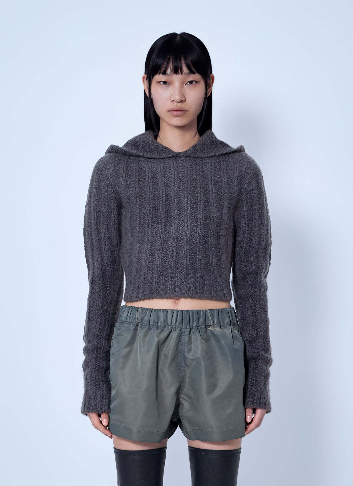 Rick Owens Women Long Sleeve Cropped Hooded Top RICK OWENS