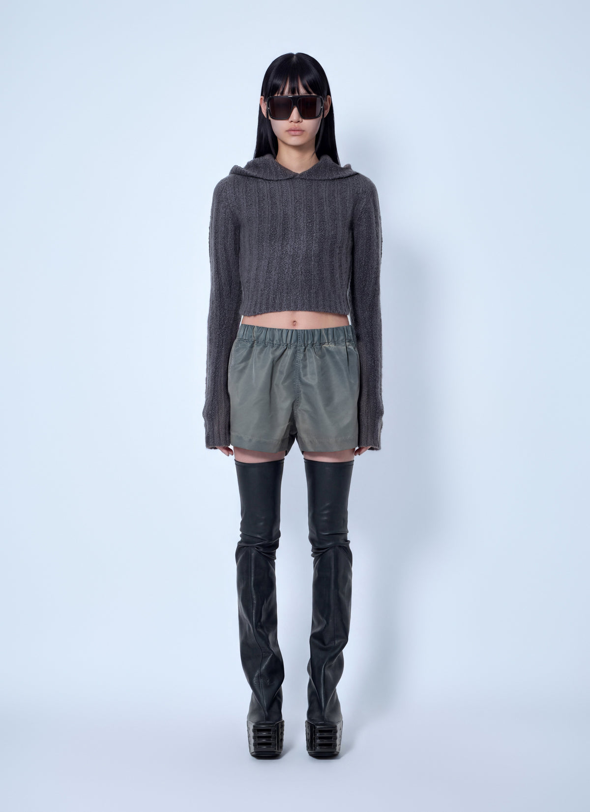 Rick Owens Women Long Sleeve Cropped Hooded Top RICK OWENS