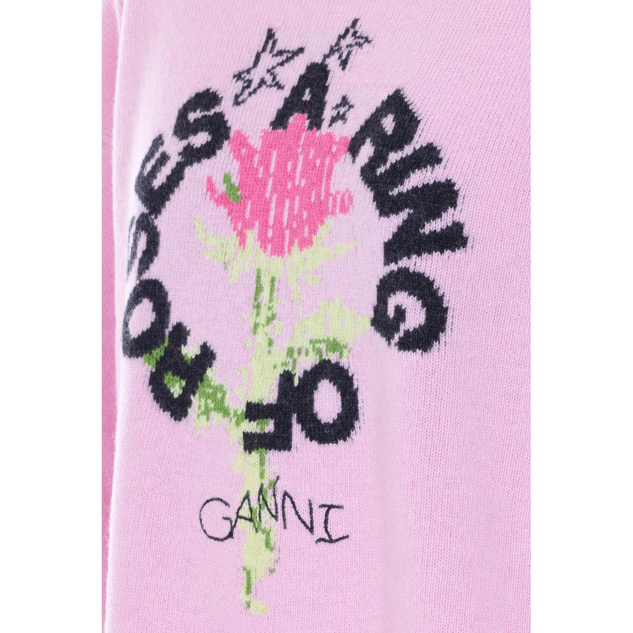Ganni Women Ring Of A Roses Print Logo Sweater GANNI