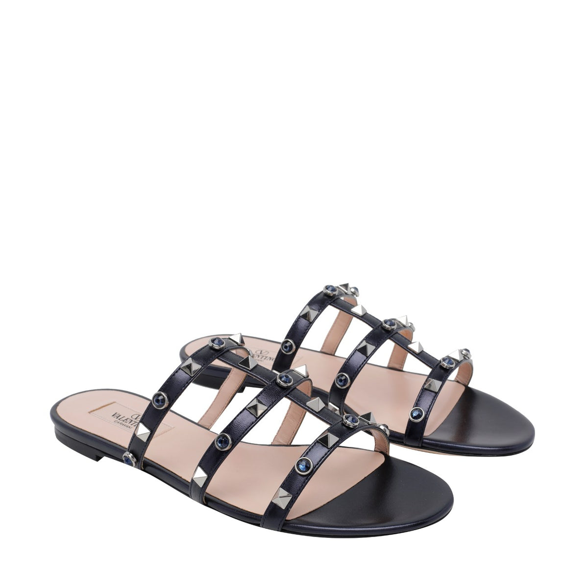 Valentino Garavani Women Rockstud With Cabochon Beads Slide Sandals
