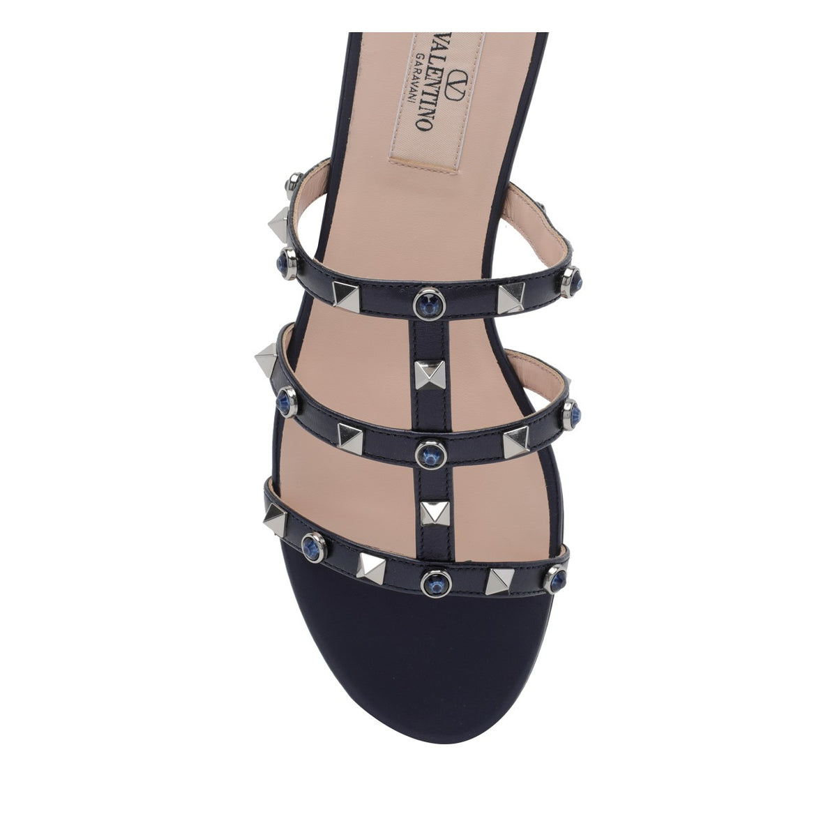 Valentino Garavani Women Rockstud With Cabochon Beads Slide Sandals
