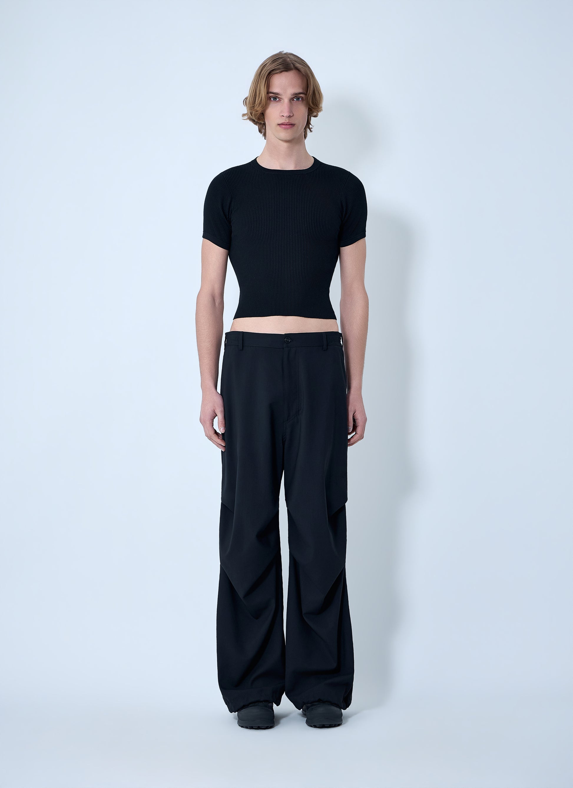 Rier Men Ribbed Knit Cropped Top RIER