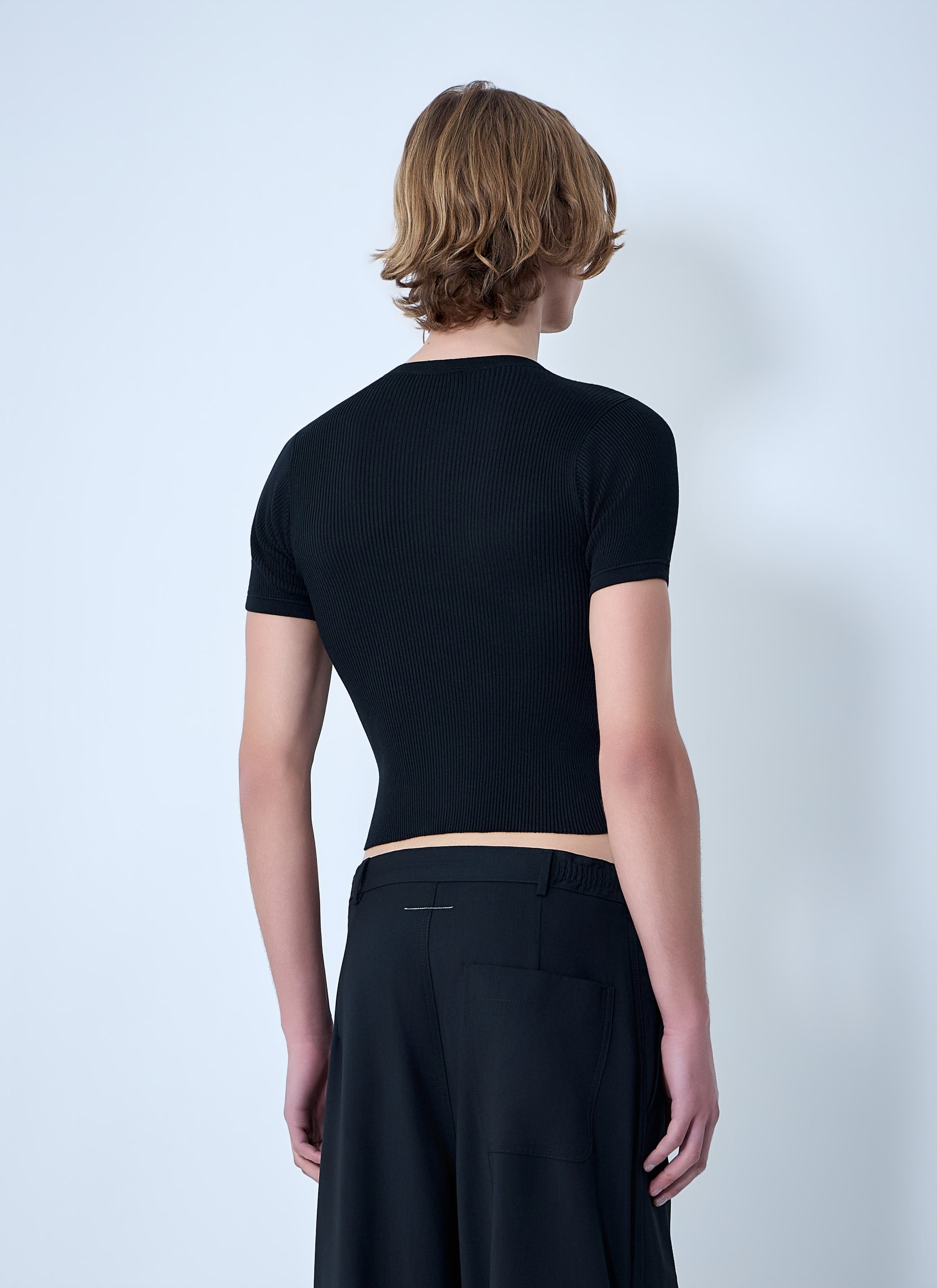 Rier Men Ribbed Knit Cropped Top RIER