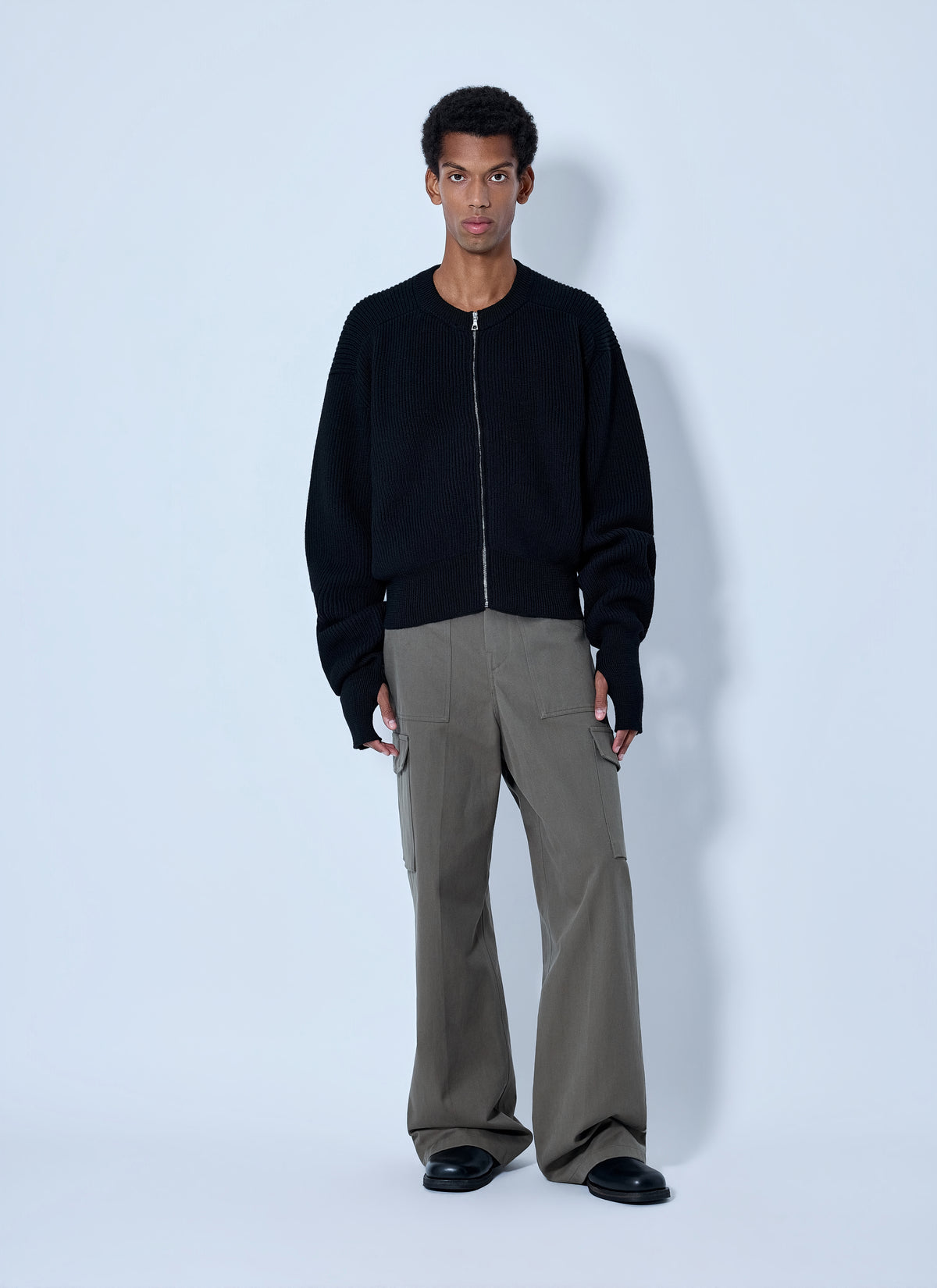 Rier Men Ribbed Zip-Up Cardigan RIER