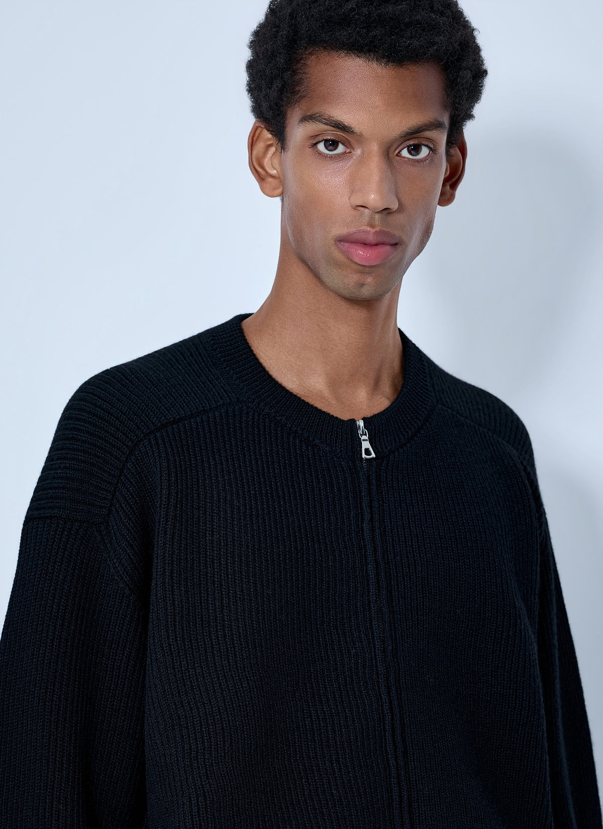 Rier Men Ribbed Zip-Up Cardigan RIER