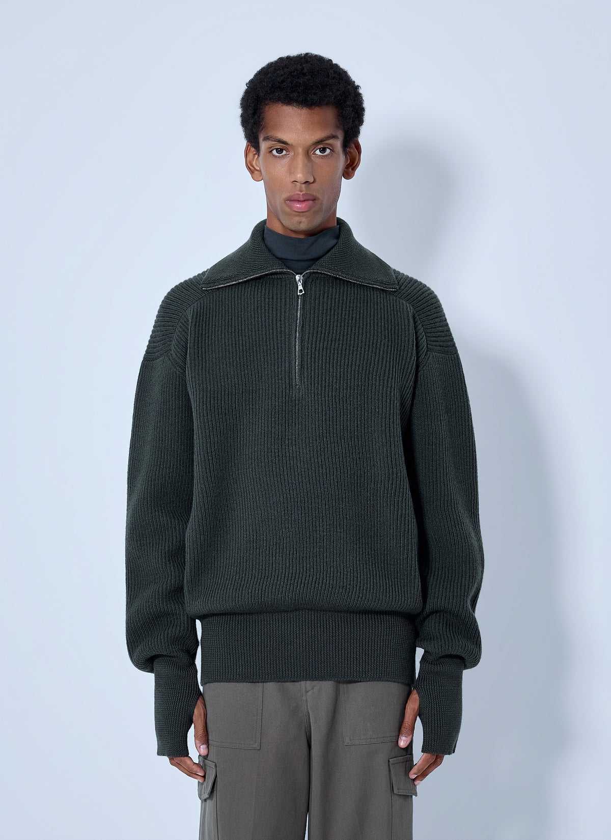 Rier Men Ribbed High Neck Sweatshirt RIER