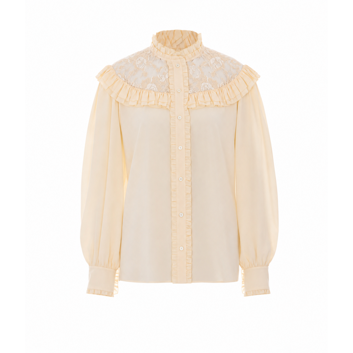 Chloe' Women Ruched And Lace Detail Shirt CHLOE